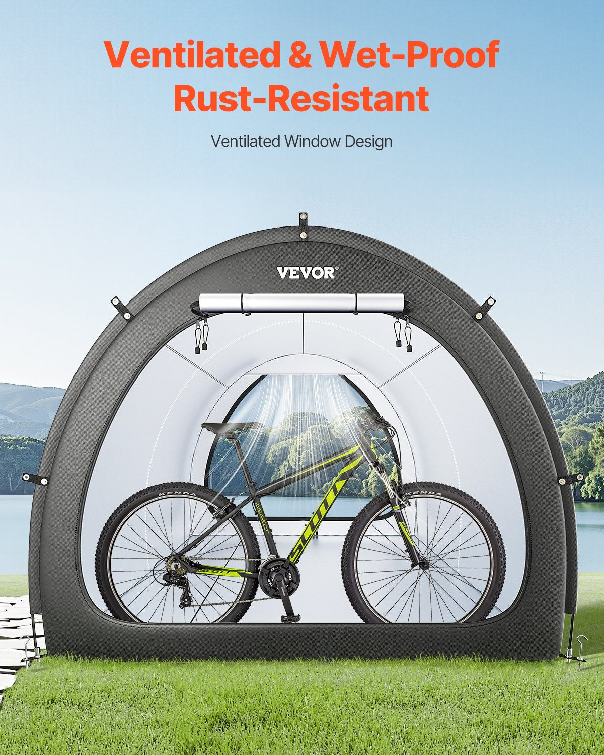 VEVOR Outdoor Bike Storage Tent Fan-Shaped Waterproof Bike Tent for 5+ Bikes