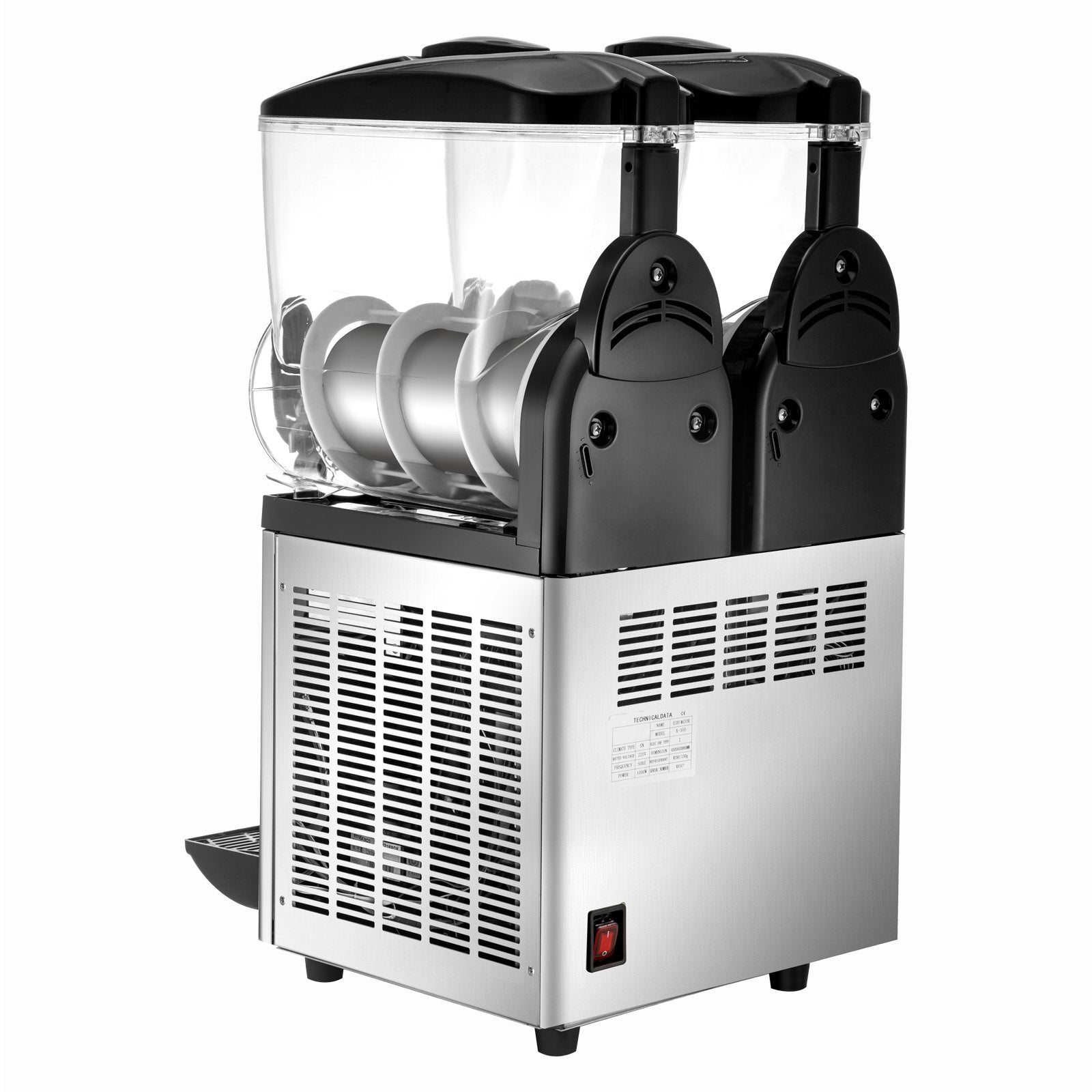 VEVOR Commercial Slushy Machine, 15Lx2 Tank Margarita Maker, 1000W Stainless Steel Smoothie Frozen Drink Maker for Supermarkets Cafés Restaurants Bars Home Use