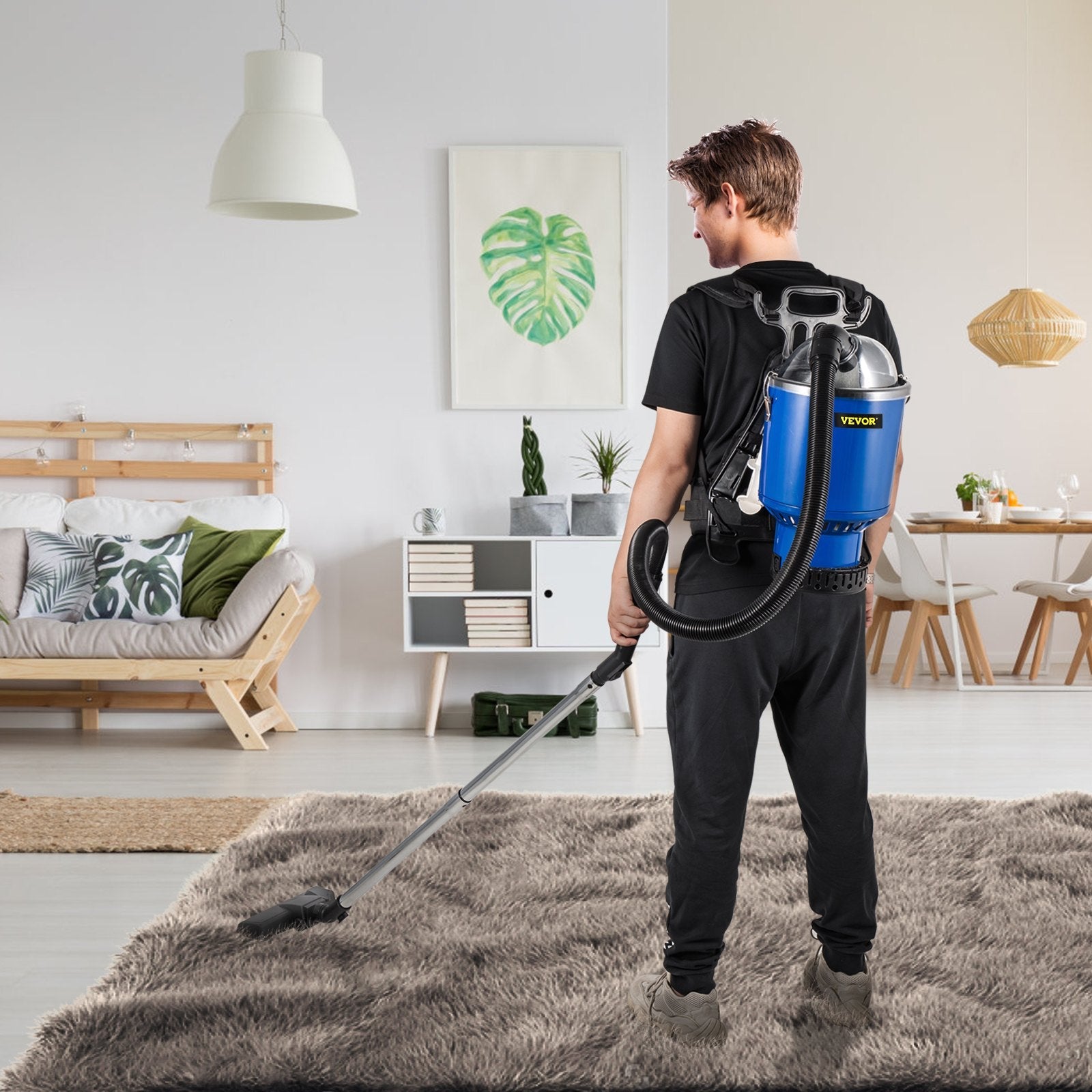 VEVOR Backpack Vacuum, 3.6qt Backpack Vacuum Cleaner, 5-IN-1 Lightweight Backpack Vacuum, HEPA Filtration Vacuum Backpack, Commercial Industrial Backpack Vacuum with Telescoping Wand, Tool Kit, Corded