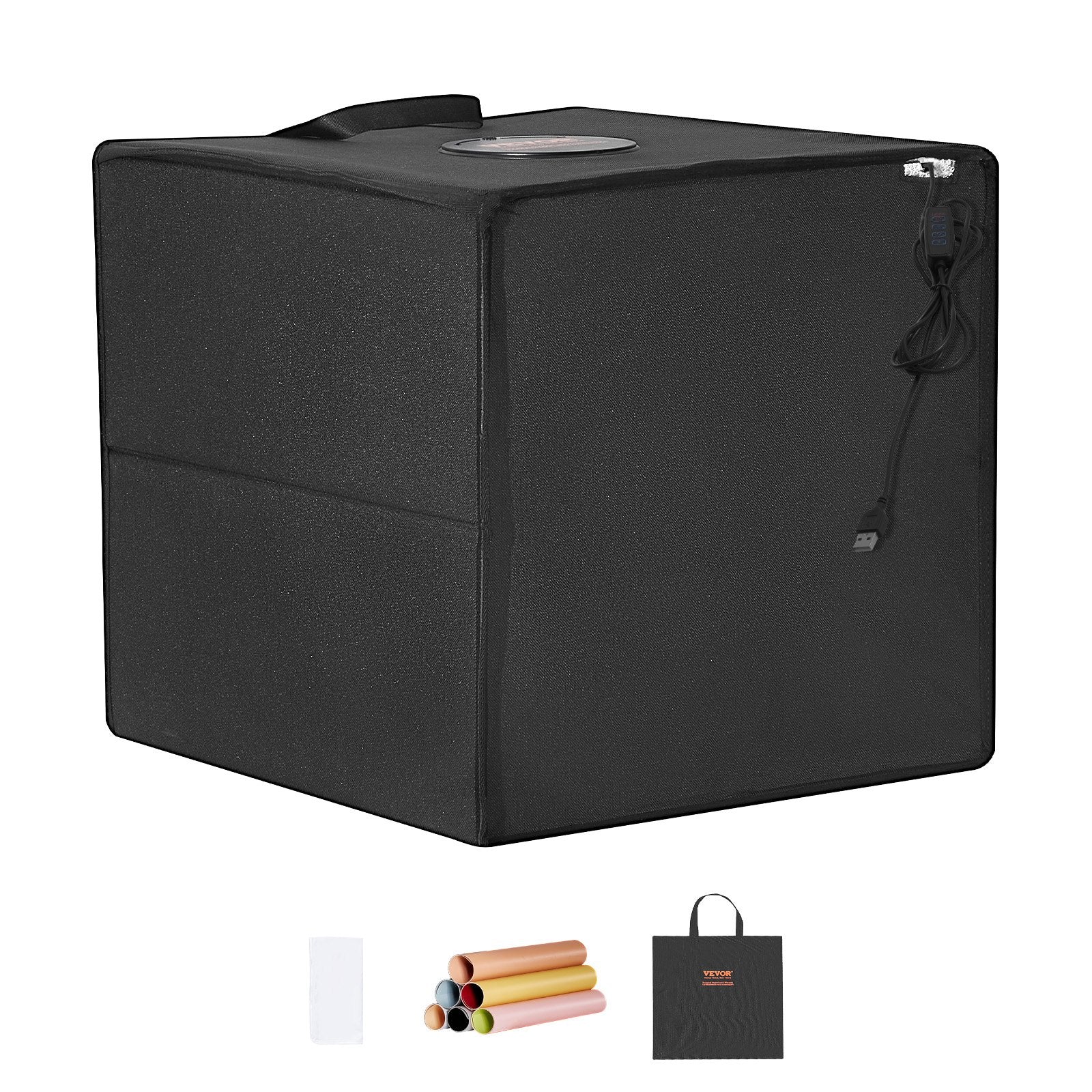 VEVOR 16" x 16" Photo Studio Light Box 3000-5600K 6 Double-Sided Color Backdrops