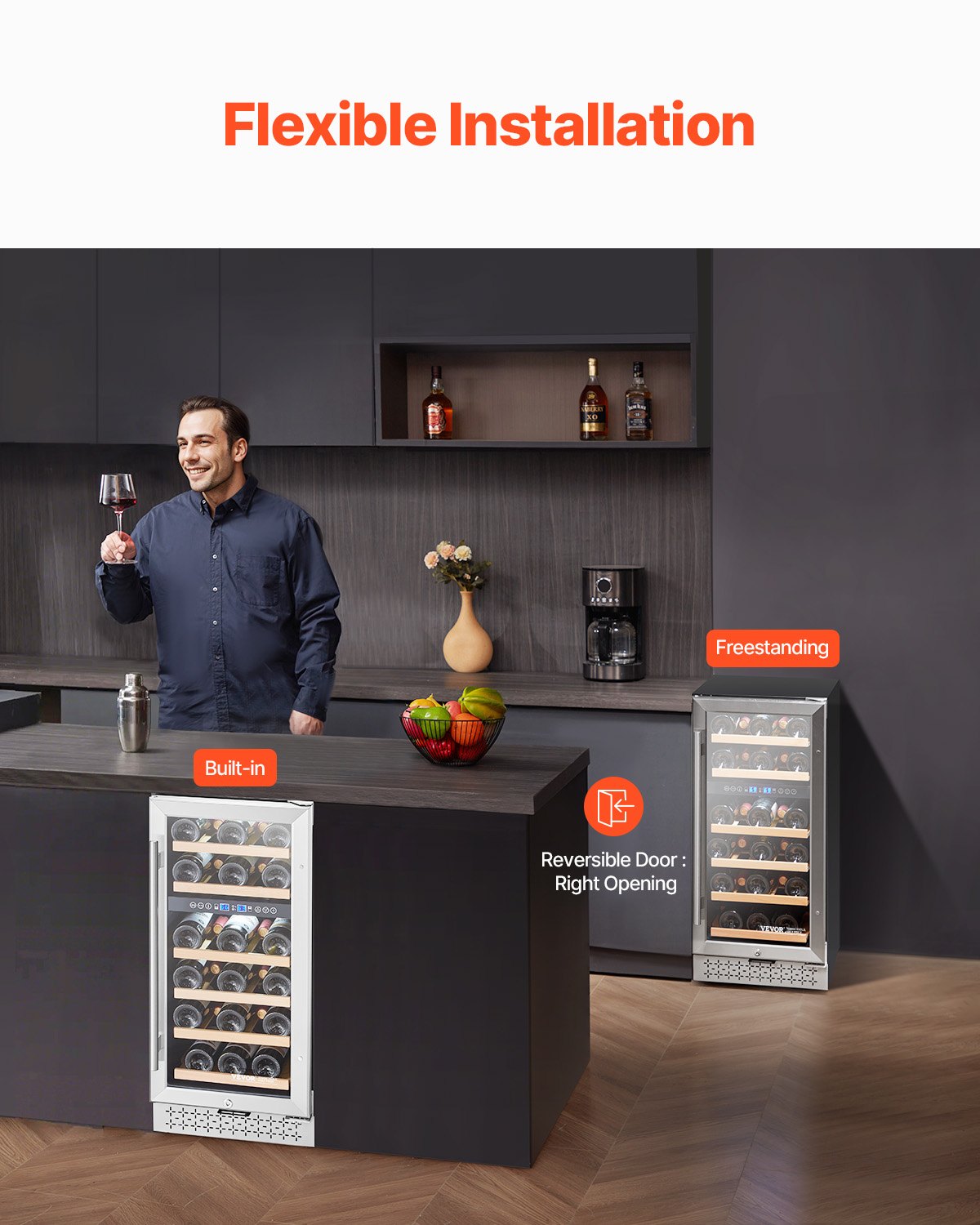 VEVOR Wine Cooler 28 Bottle Dual Zone Mini Wine Fridge Glass Door Temp Control