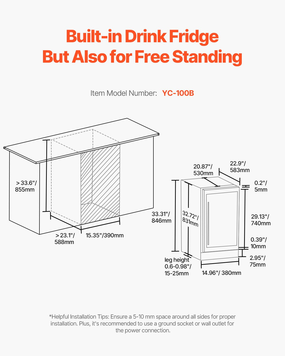 VEVOR Wine Cooler 28 Bottle Dual Zone Mini Wine Fridge Glass Door Temp Control