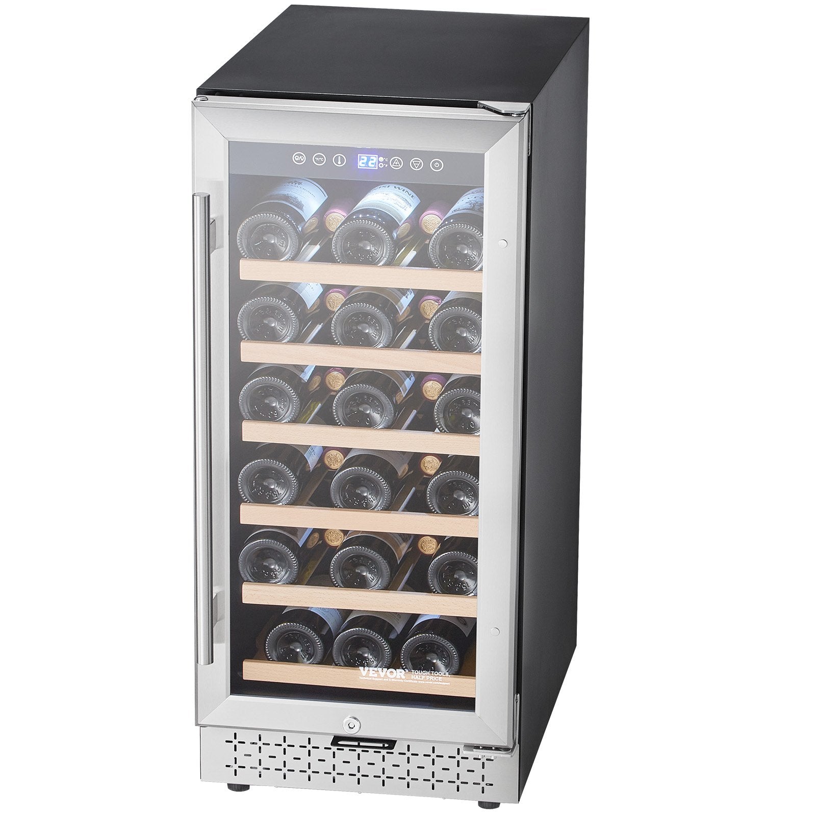 VEVOR Wine Cooler 28 Bottle Mini Wine Fridge Glass Door Digital Temp Control