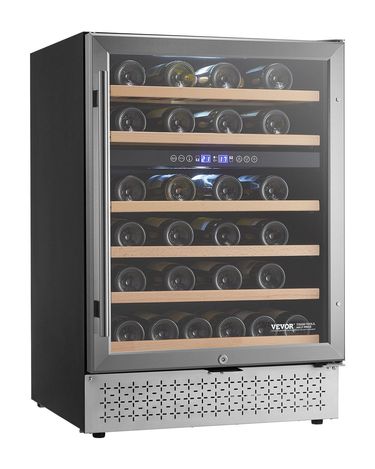 VEVOR Wine Cooler 46 Bottle Dual Zone Wine Refrigerator Glass Door Temp Control