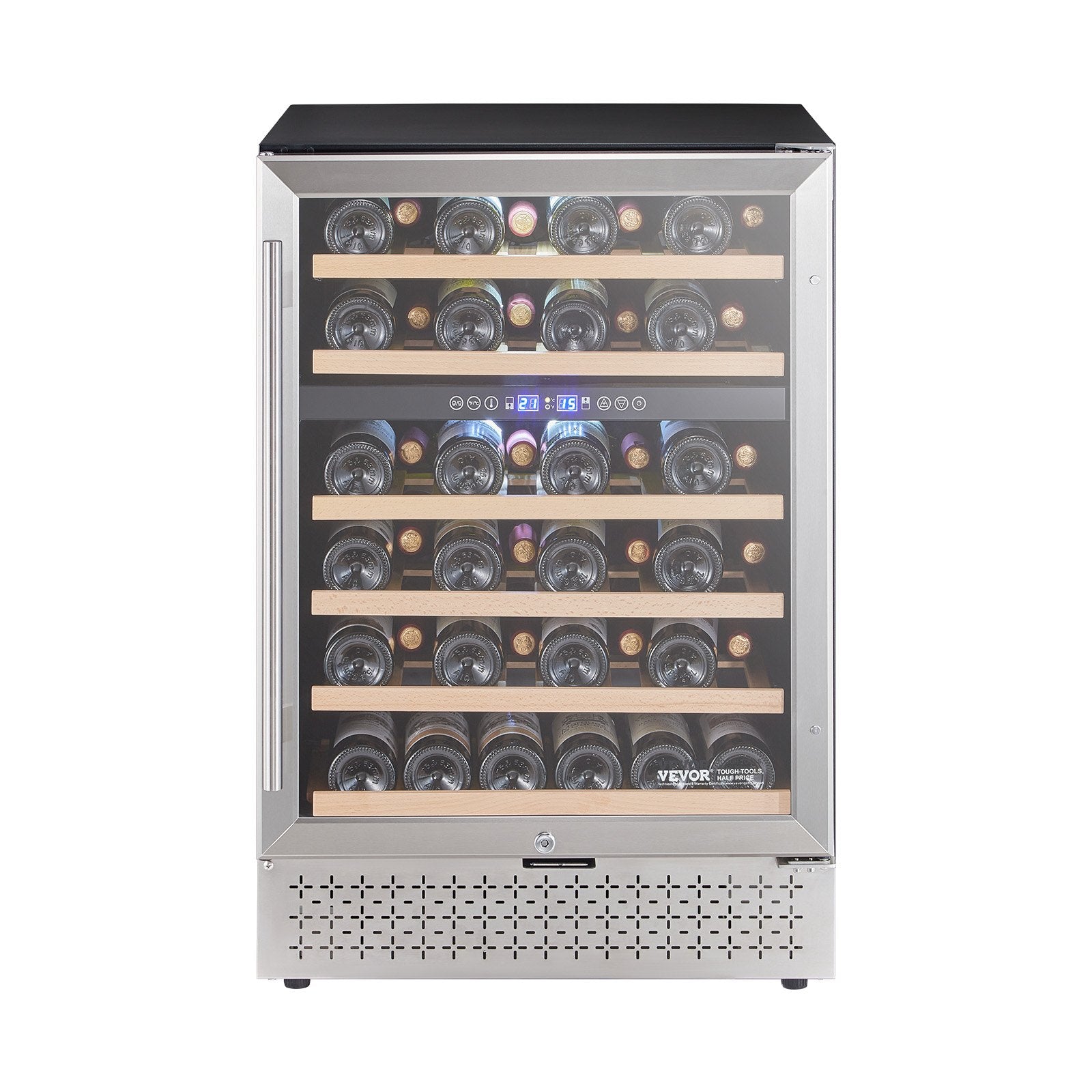 VEVOR Wine Cooler 46 Bottle Dual Zone Wine Refrigerator Glass Door Temp Control