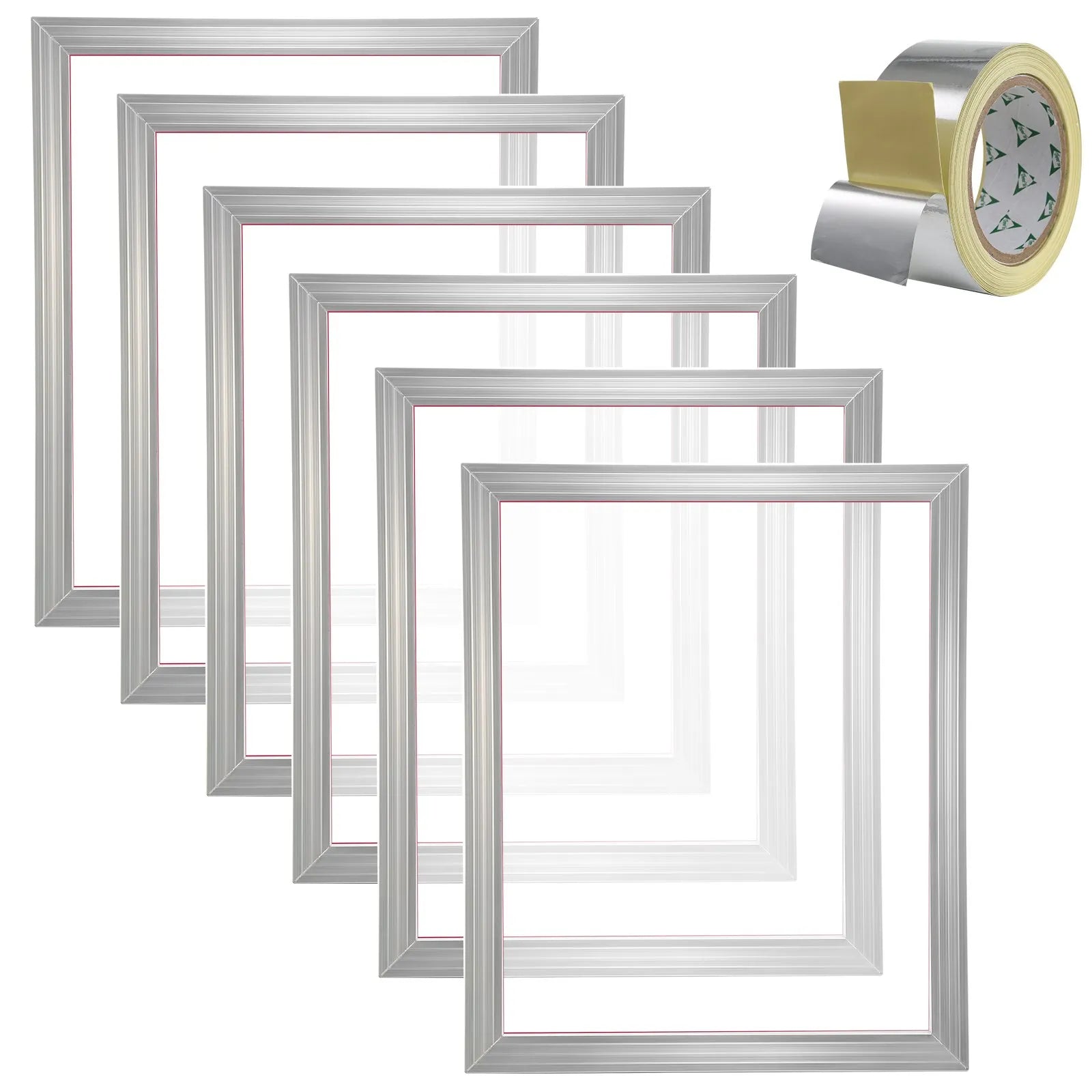 VEVOR Screen Printing Kit, 6 Pieces Aluminum Silk Screen Printing Frames, 20x24inch Silk Screen Printing Frame with 305 Count Mesh, High Tension Nylon Mesh and Sealing Tape for T-shirts DIY Printing