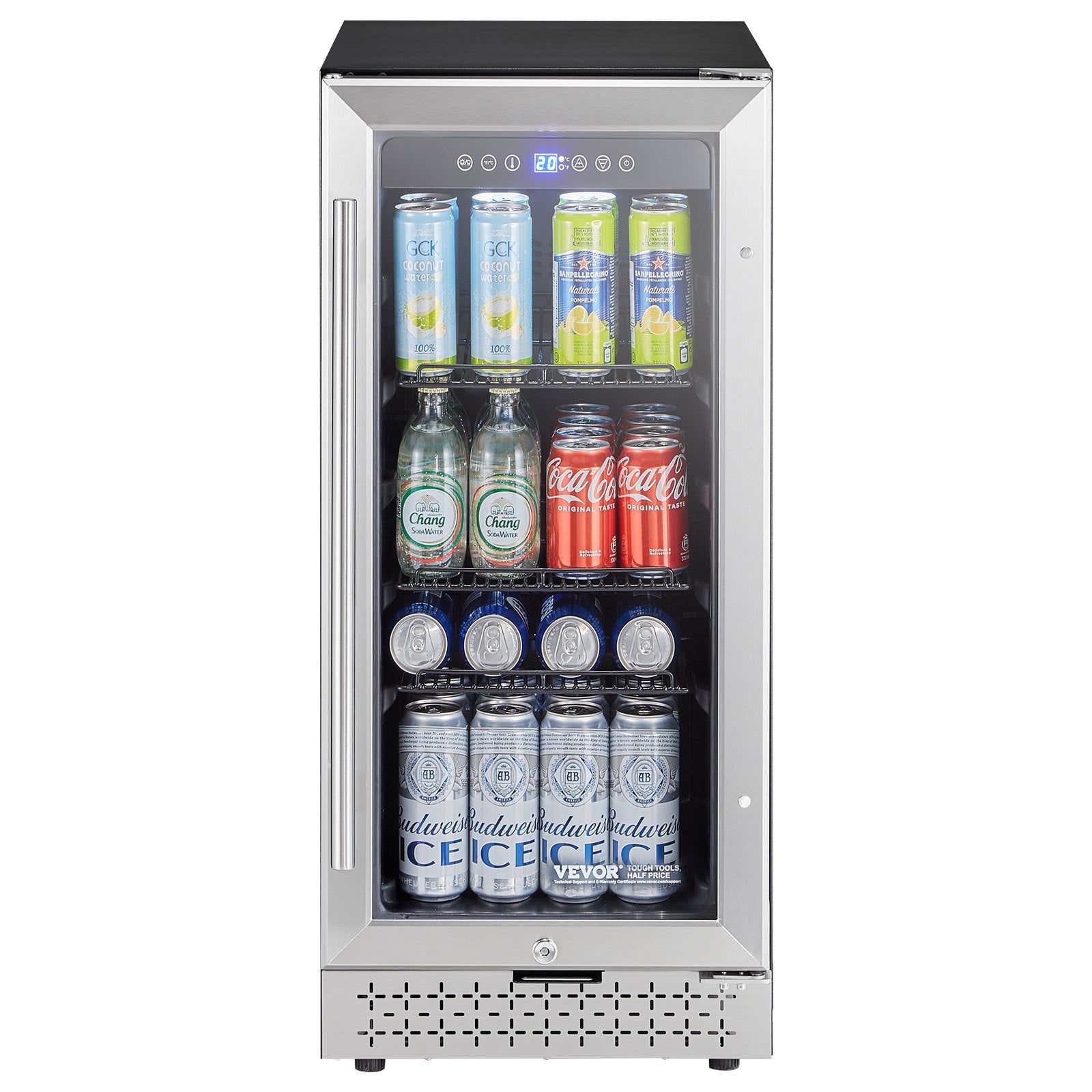VEVOR Beverage Refrigerator Cooler 88 Can Mini Soda Beer Fridge with Glass Door