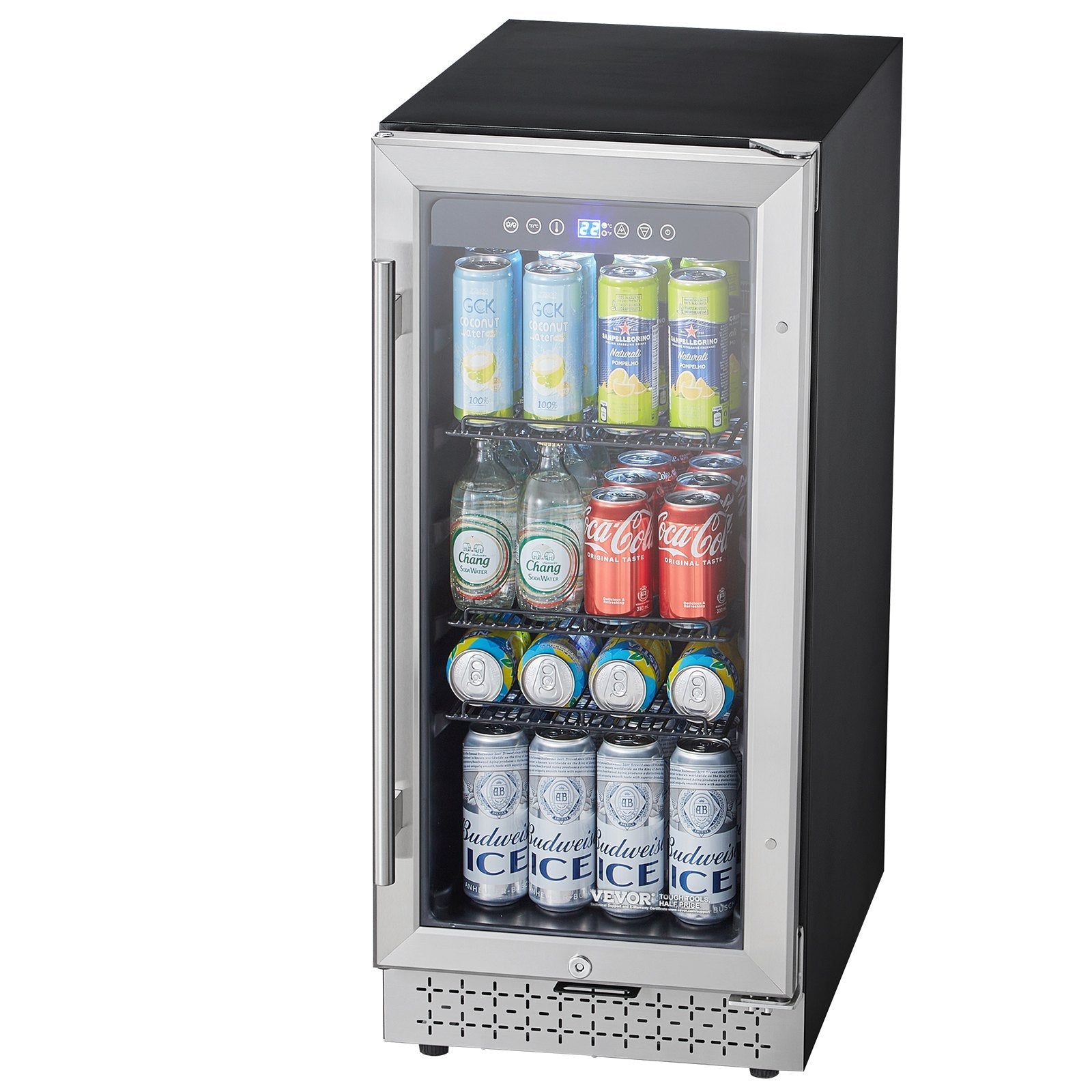 VEVOR Beverage Refrigerator Cooler 88 Can Mini Soda Beer Fridge with Glass Door