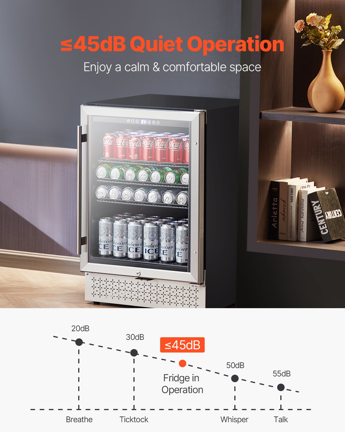 VEVOR Beverage Refrigerator Cooler 154 Can Mini Soda Beer Fridge Glass Door