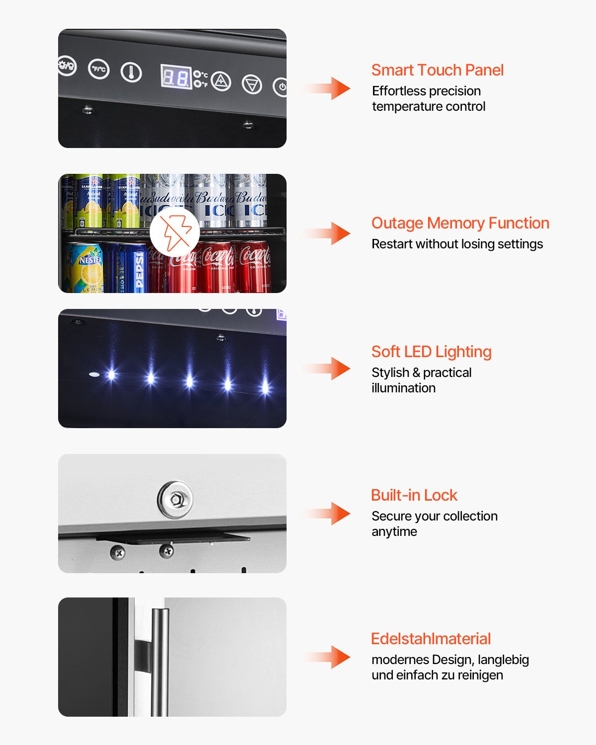 VEVOR Beverage Refrigerator Cooler 154 Can Mini Soda Beer Fridge Glass Door
