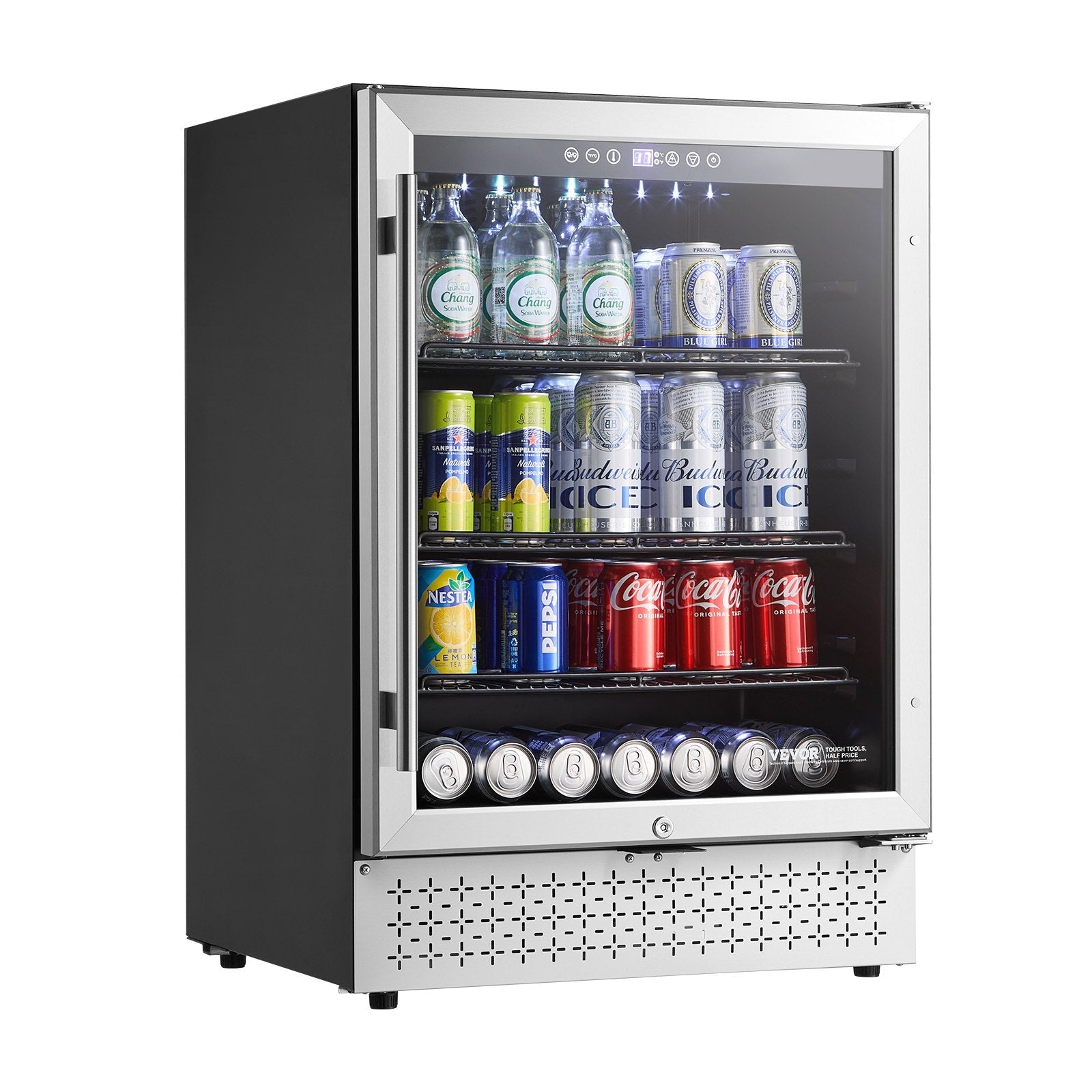 VEVOR Beverage Refrigerator Cooler 154 Can Mini Soda Beer Fridge Glass Door