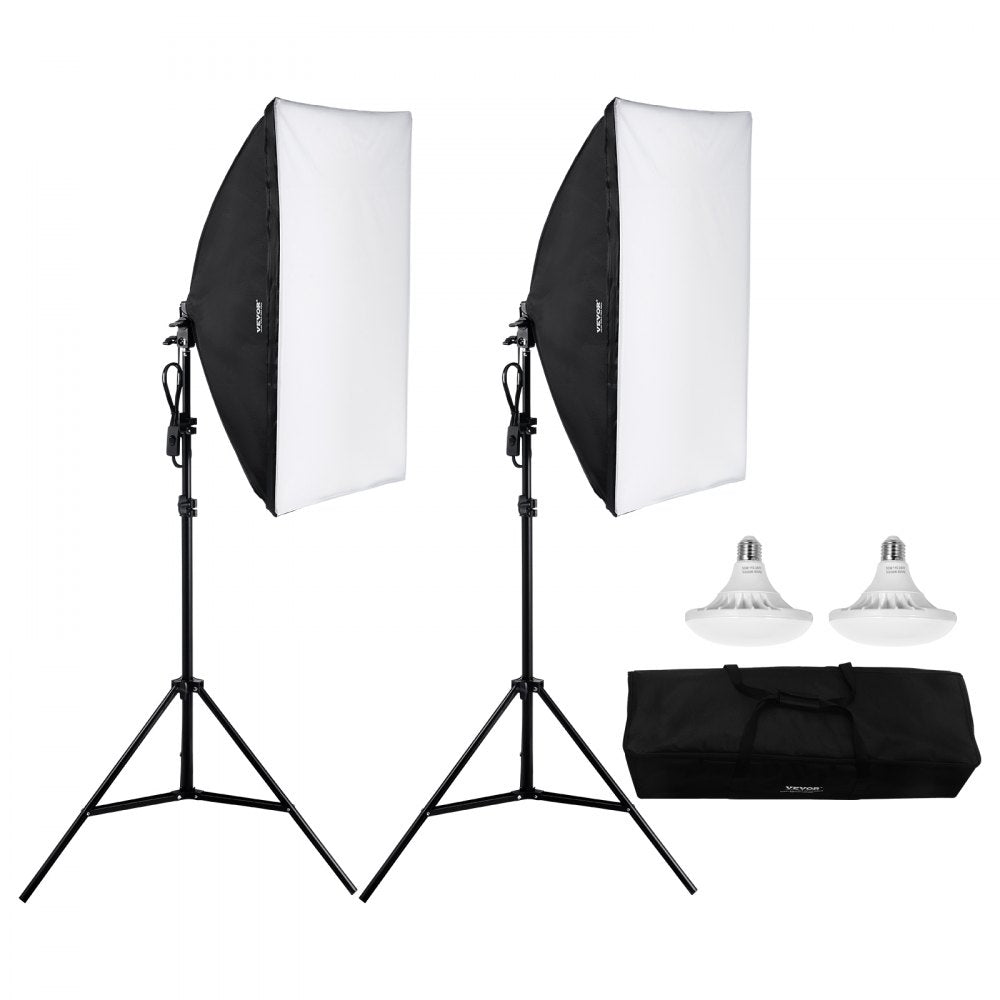 VEVOR Softbox Lighting Kit 20 in x 28 in 30W 5500K LED Bulbs Adjustable Stand