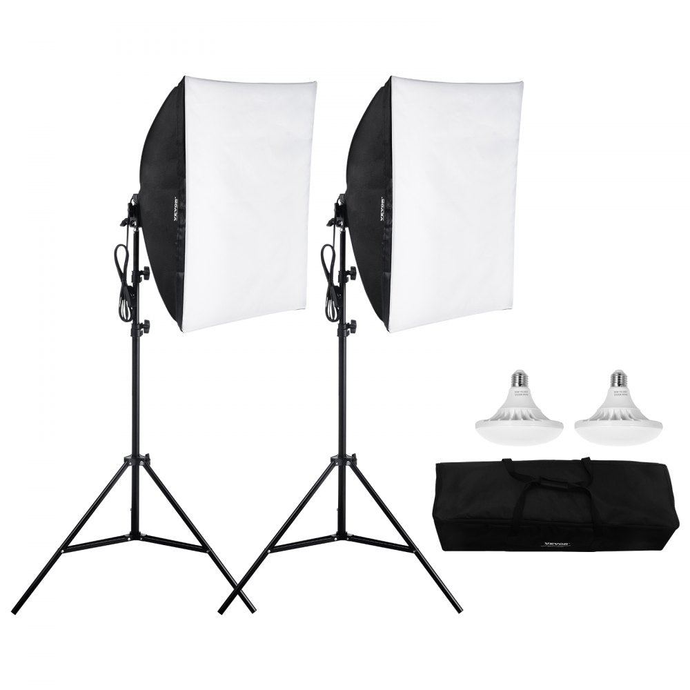 VEVOR Softbox Lighting Kit 24 in x 24 in 30W 5500K LED Bulbs Adjustable Stand
