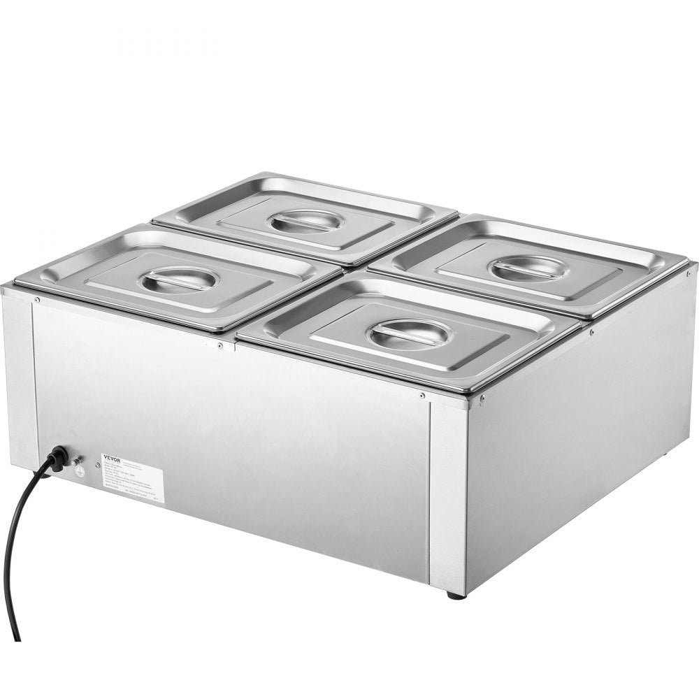 VEVOR Commercial Electric Food Warmer Countertop Buffet 4*8Qt Pan Bain Marie