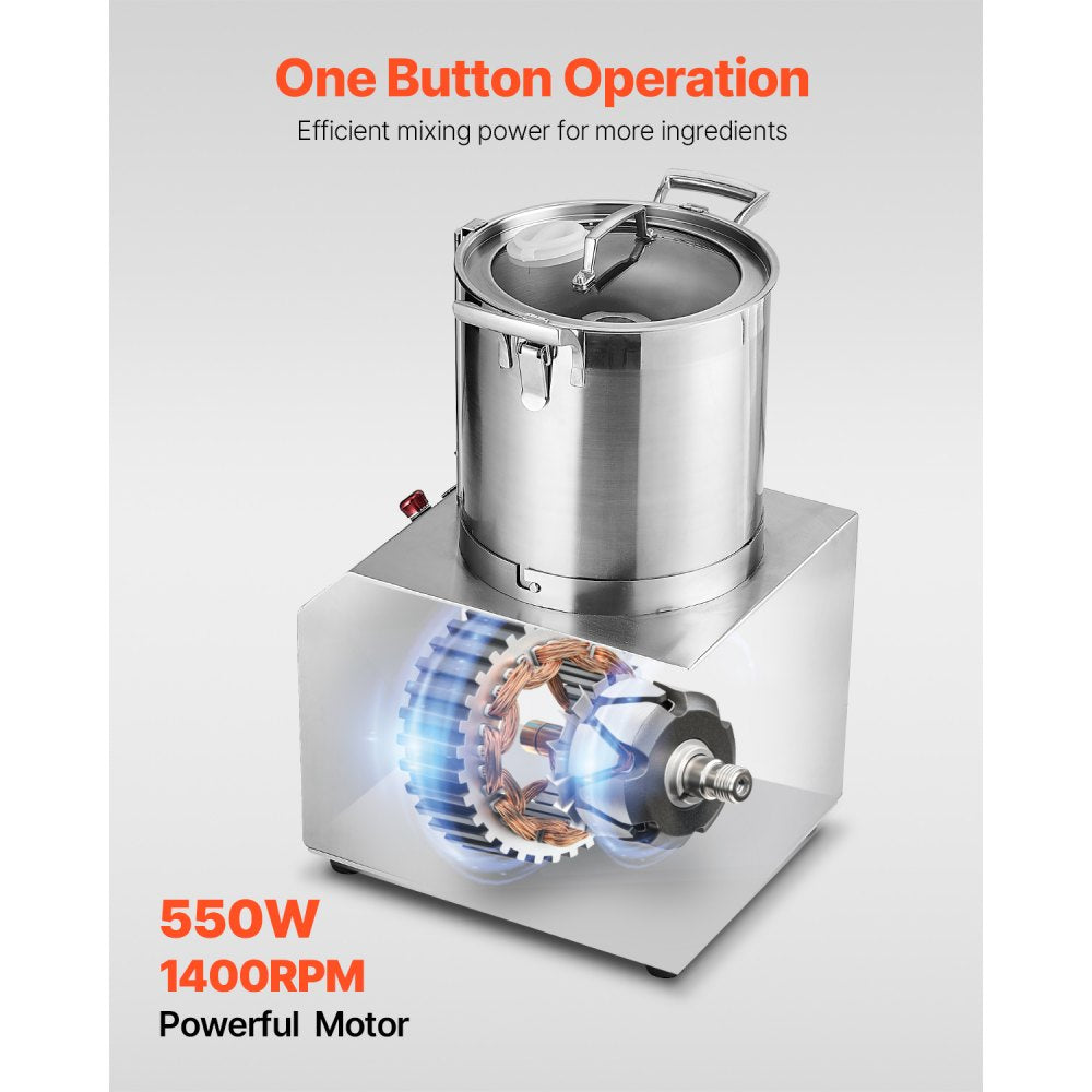 VEVOR Food Processor Vegetable Chopper 4.3Qt Food-Grade Stainless Steel Blender