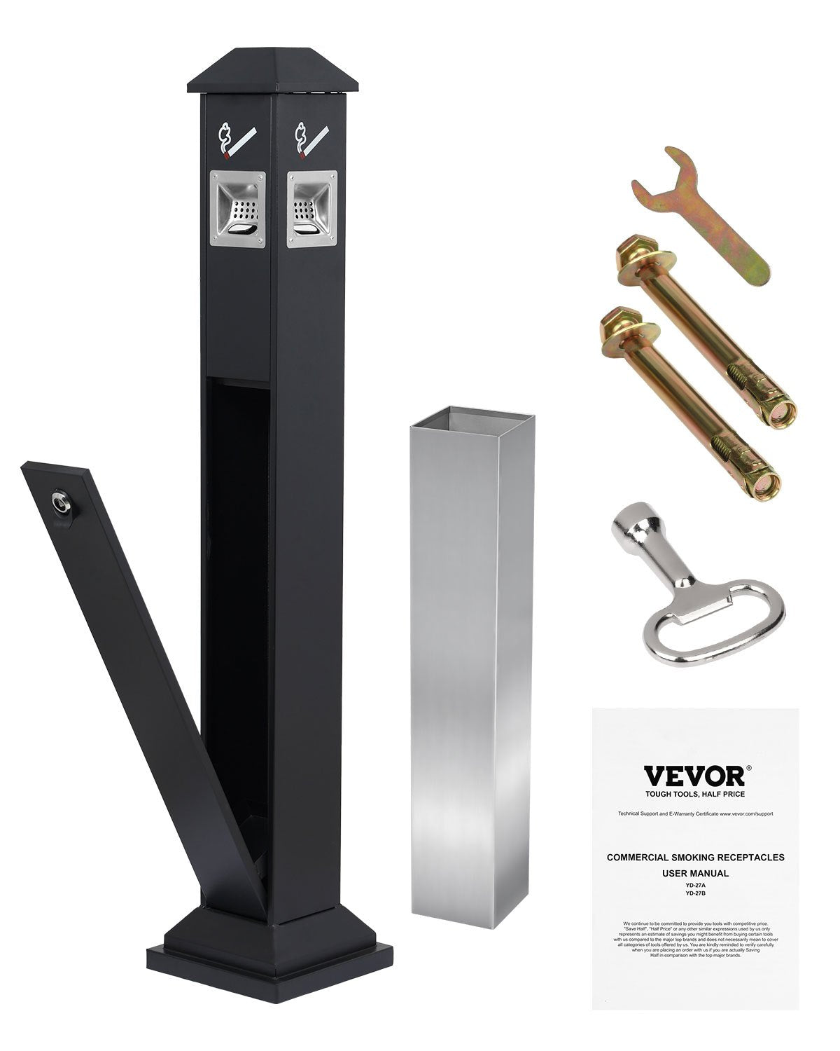 VEVOR Cigarette Butt Receptacle with 4 Disposal Openings Butt Disposal Black