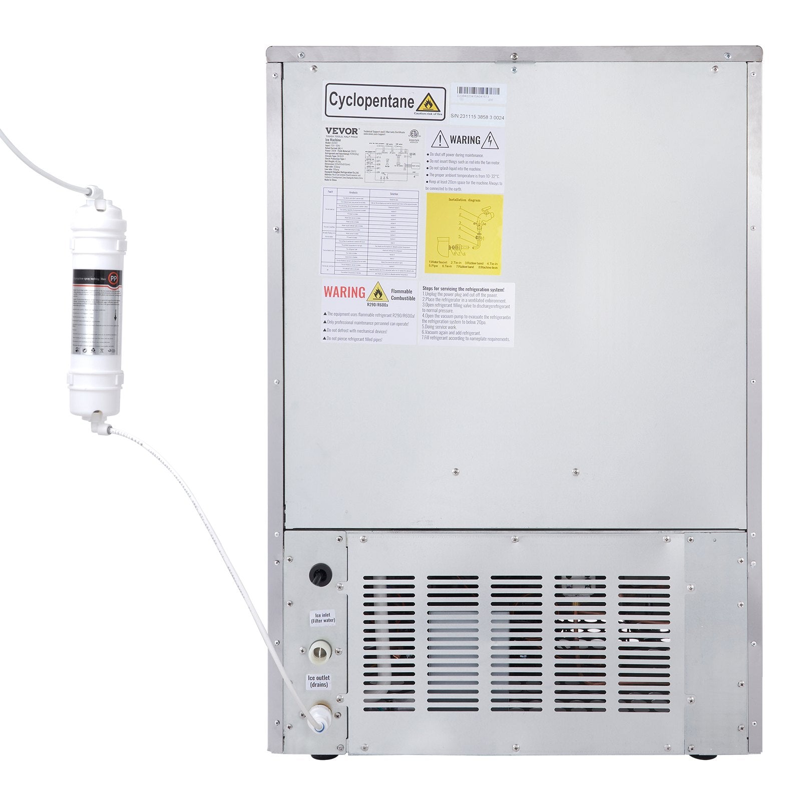 VEVOR Commercial Ice Maker, 200lbs/24H, Ice Maker Machine, 90 Ice Cubes in 12-15 Minutes, Freestanding Cabinet Ice Maker with 66lbs Storage Capacity LED Digital Display, for Bar Home Office Restaurant