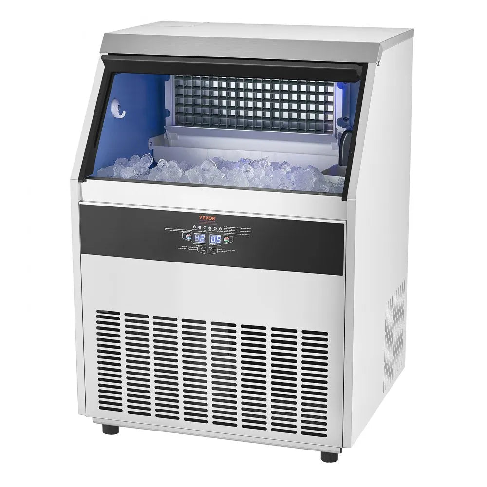 VEVOR 300lbs/24H Commercial Ice Maker, 126 Ice Cubes in 15 Minutes, Freestanding Ice Maker Machine with 88lbs Large Storage Capacity for Bar Office Restaurant, with LED Digital Display & Self-Cleaning