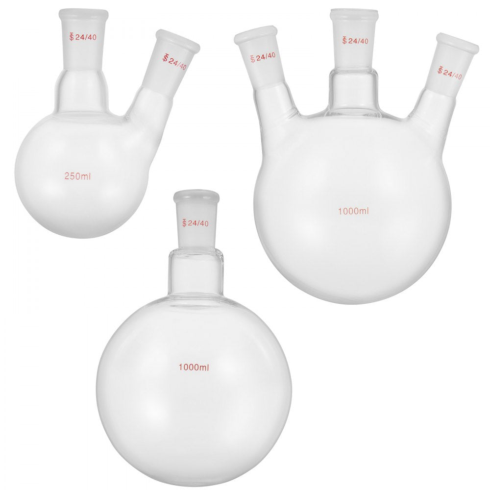 VEVOR New Laboratory Glassware 24/40 Chemistry Glassware 29PCS Chemistry Lab Glassware Kit 250 1000ml for Distillations Separation Purification Synthesis