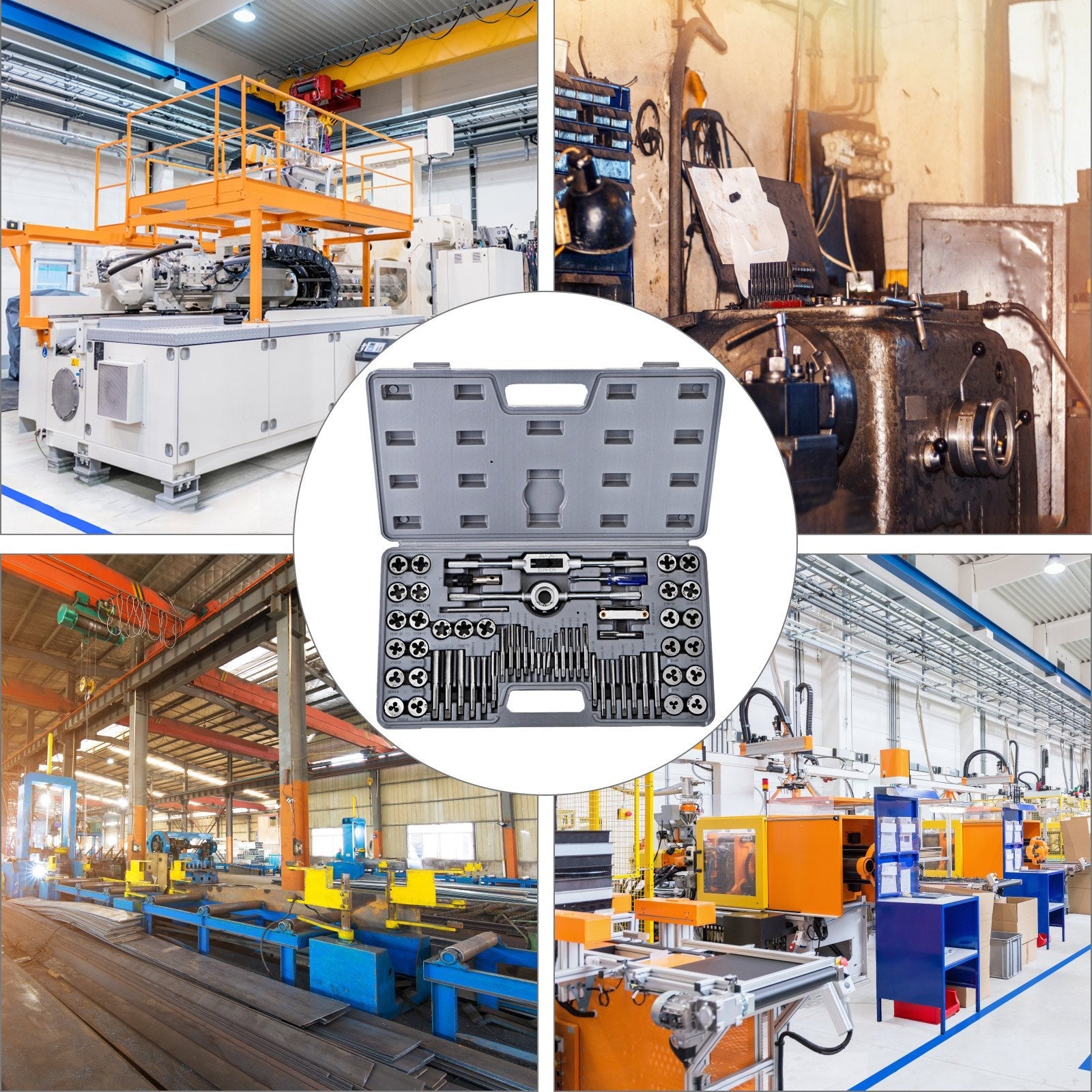 VEVOR Tap and Die Set, 60 PC Tap Set Metric and SAE with Storage Case, Carbon Steel Internal and External Tap and Die Set Metric and Standard, Used for Create New Threads or Repair Damaged Threads