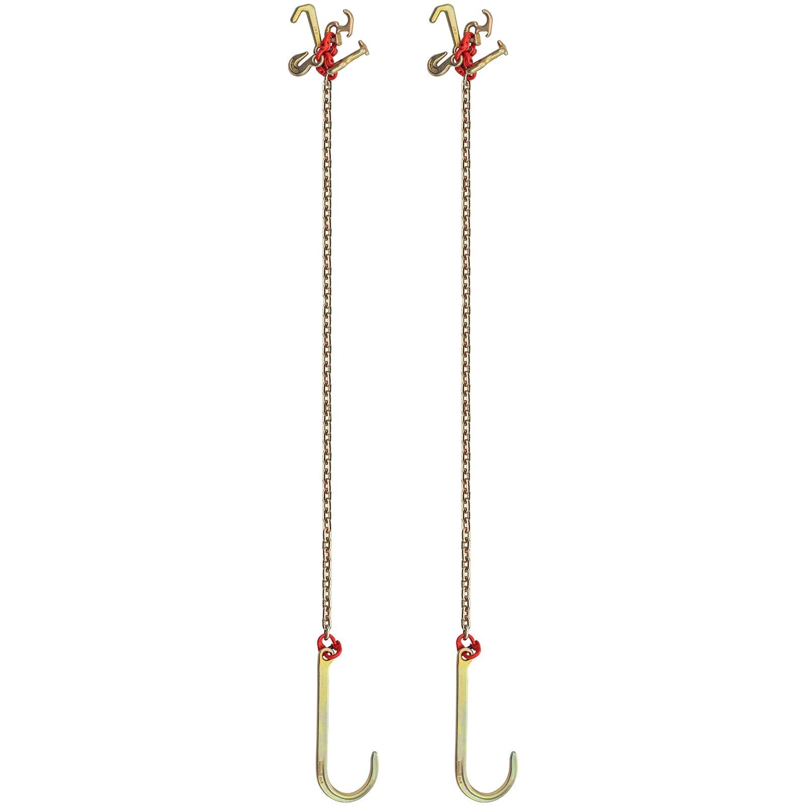 VEVOR J Hook Chain, 5/16 in x 10 ft Bridle Tow Chain, G80 Bridle Transport Chain, Alloy Steel Chain with 2 G70 J Hooks, 9260 Lbs Break Strength Tow Hooks for Trucks, J Hooks Towing Straps 2PCS