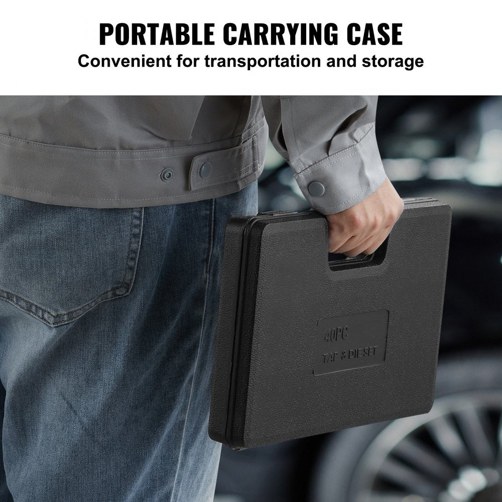 VEVOR Tap and Die Set, 80-Piece Metric and SAE Standard, Bearing Steel Taps and Dies, Essential Threading Tool for Cutting External Internal Threads, with Complete Accessories and Storage Case