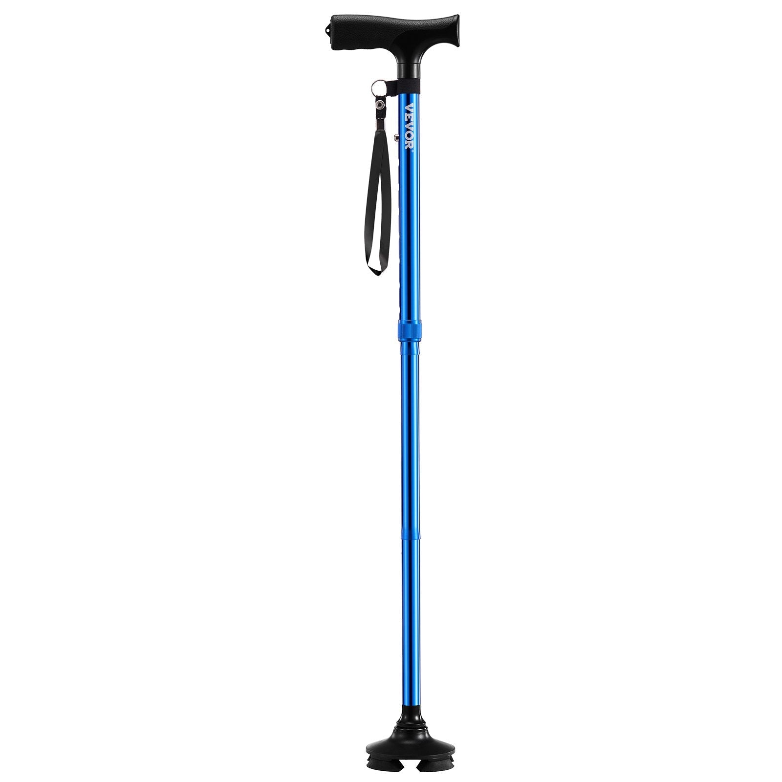 VEVOR Walking Cane Folding Walking Stick 8-Level Height 4-Pronged Pivoting Base