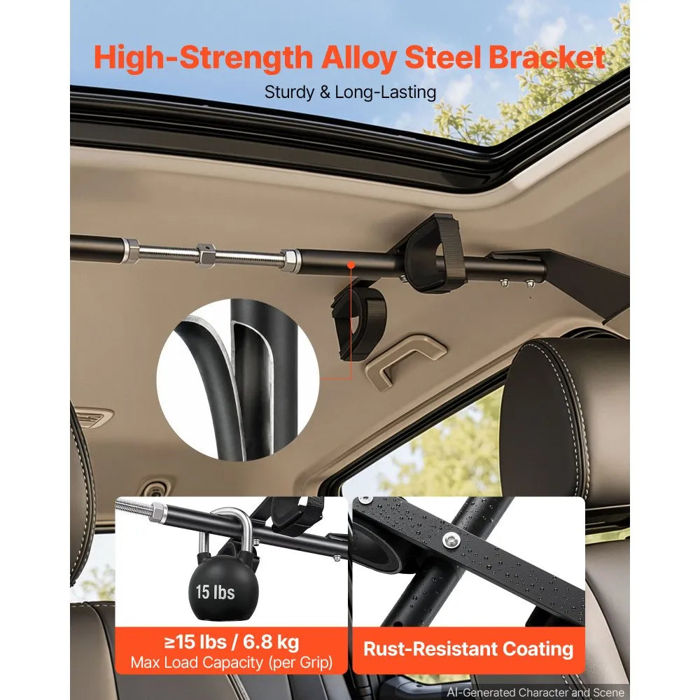 48"-54" Overhead Hunting Tool Rack, Adjustable Alloy Steel Holder for Crew Cab Trucks & SUVs, No-Drill Installation