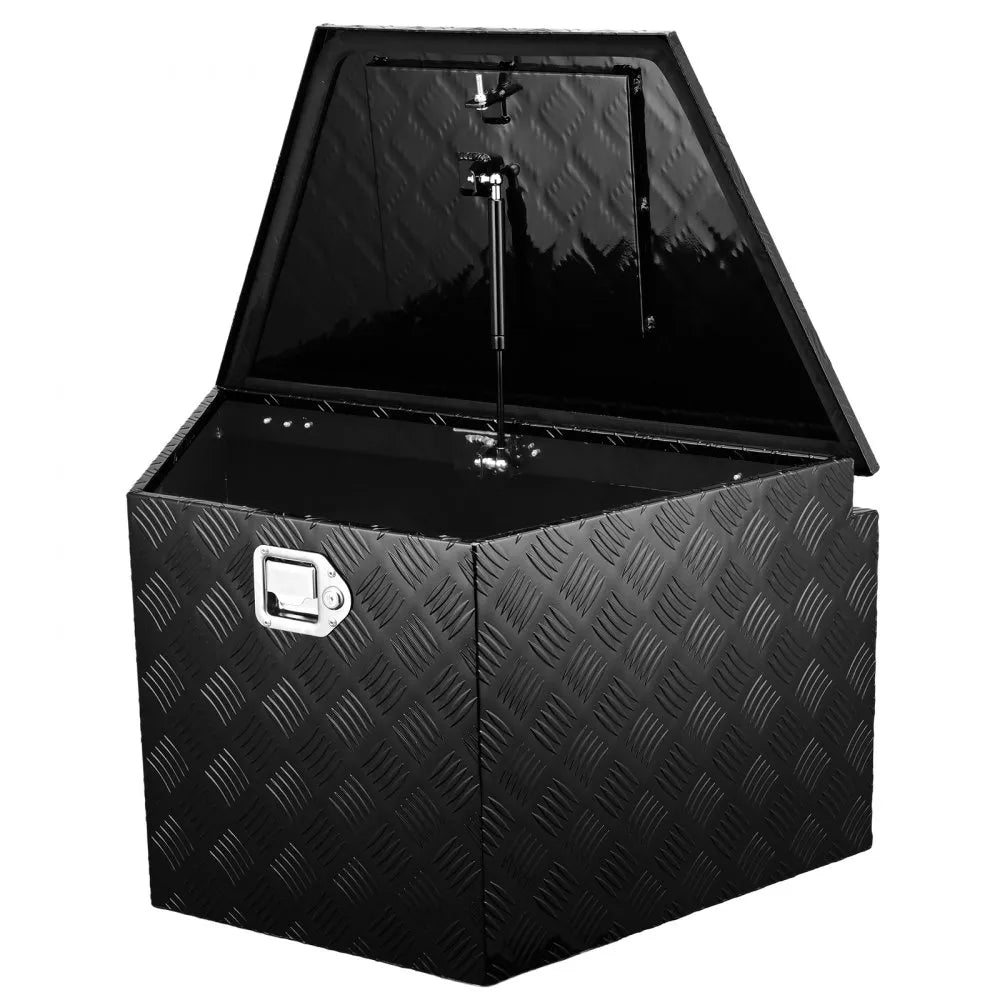 VEVOR Trailer Tongue Box, Aluminum Alloy Diamond Plate Tongue Box Tool Chest, Heavy Duty Trailer Box Storage with Lock and Keys, Utility Trailer Tongue Box for Pickup Truck, RV, Trailer, 33"x19"x18"