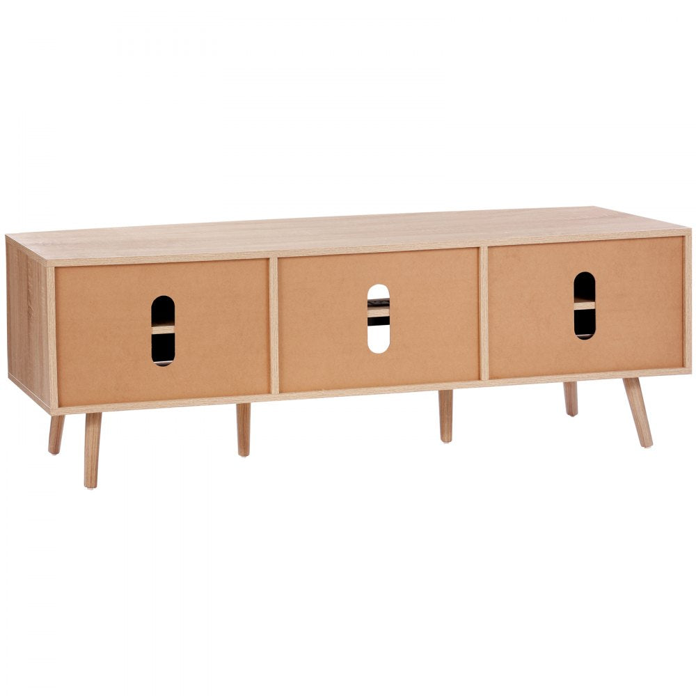 VEVOR Rattan TV Stand for 65" TV Boho TV Stand with Build-in Socket Oak