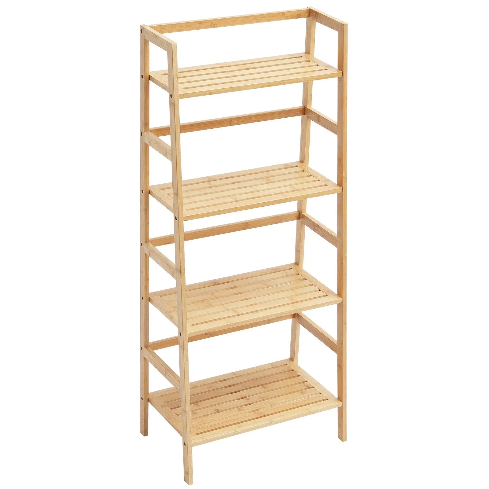 VEVOR Bamboo Bookshelf 4 Tiers Bamboo Ladder Bookshelf Trapezoid Storage Rack