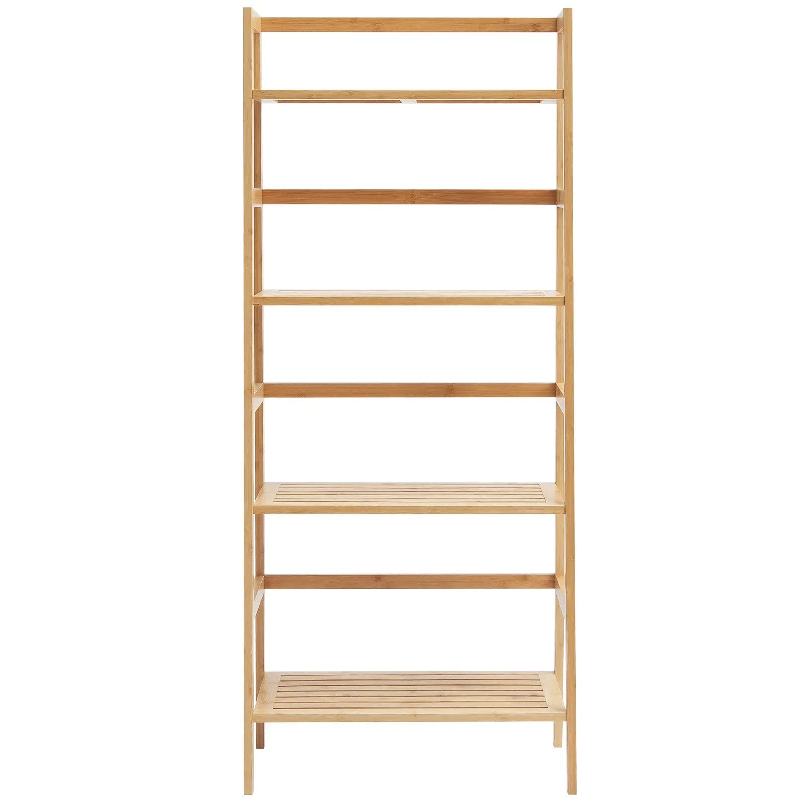 VEVOR Bamboo Bookshelf 4 Tiers Bamboo Ladder Bookshelf Trapezoid Storage Rack