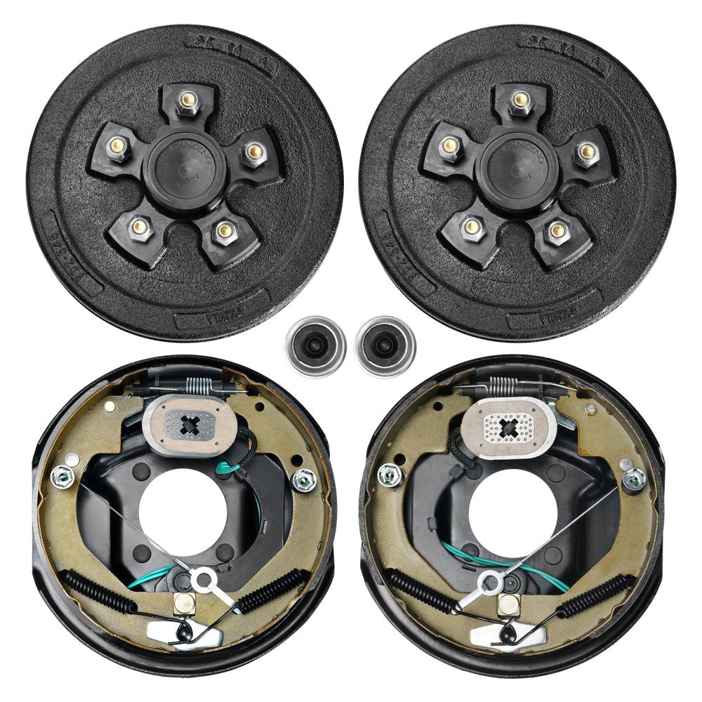 VEVOR Trailer Hub Drum Kits 5 on 4.5" B.C. with 10" x 2-1/4" Electric Brakes, Self-Adjusting Trailer Brake Assembly for 3500 lbs Axle, 4-Hole Mounting, Backing Plates for Brake System Part Replacement