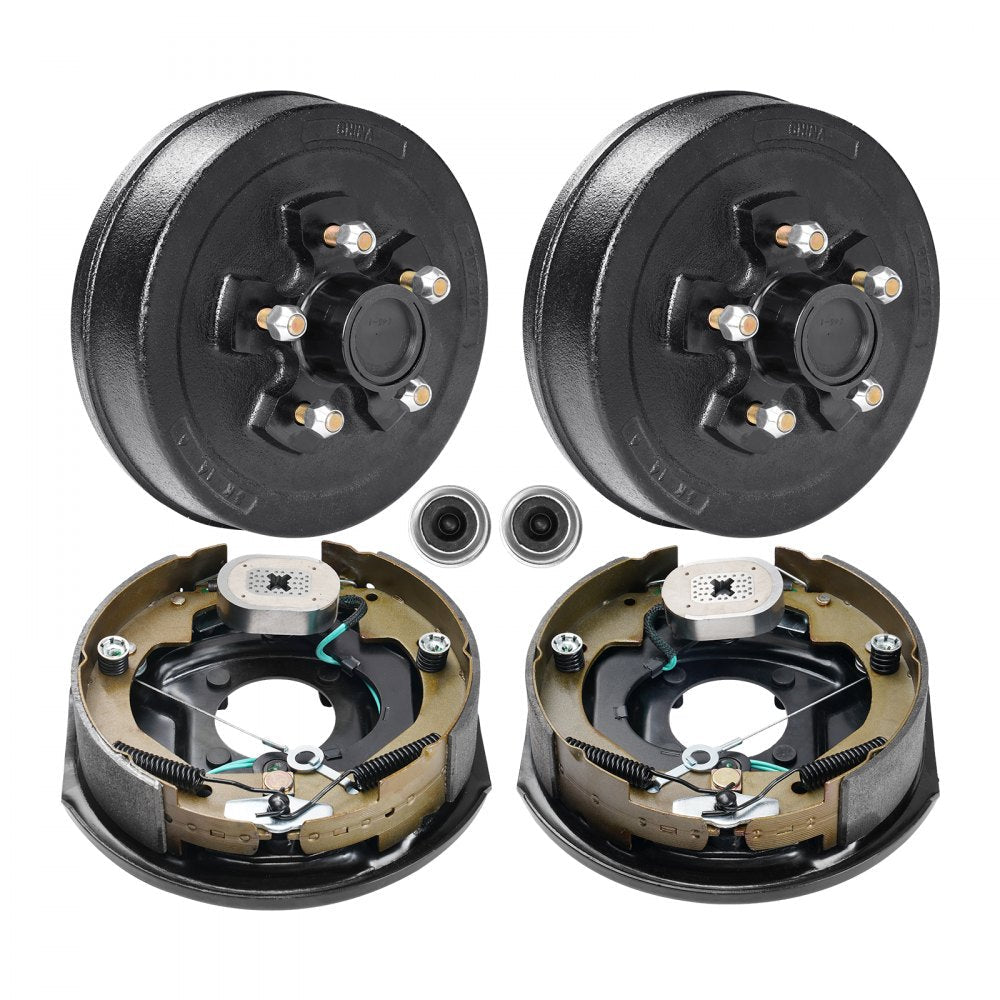 VEVOR Trailer Hub Drum Kits 5 on 4.5" B.C. with 10" x 2-1/4" Electric Brakes, Self-Adjusting Trailer Brake Assembly for 3500 lbs Axle, 4-Hole Mounting, Backing Plates for Brake System Part Replacement
