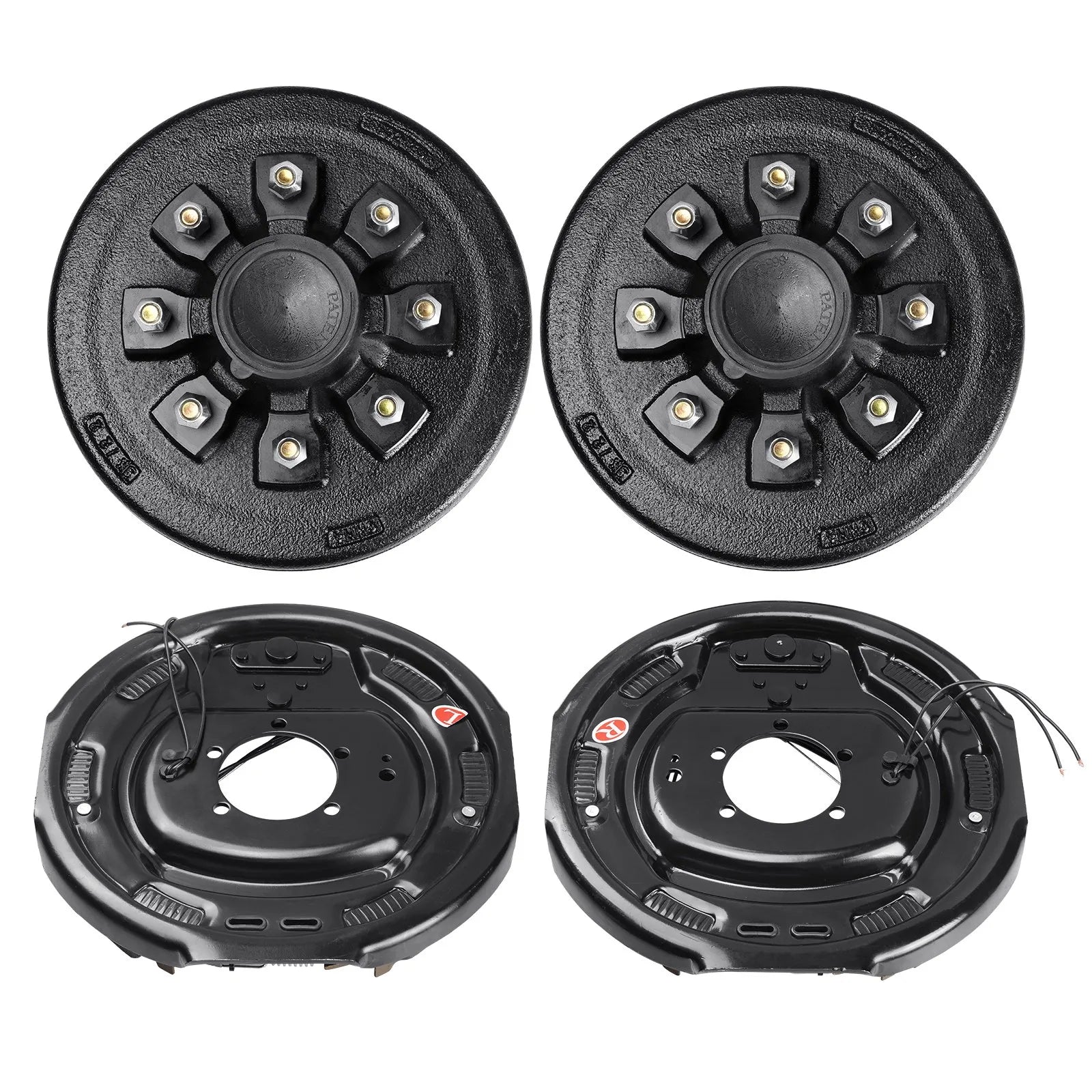 VEVOR Trailer Hub Drum Kits 8 on 6.5" B.C. with 12" x 2" Electric Brakes, Self-Adjusting Trailer Brake Assembly for 7000 lbs Axle, 5-Hole Mounting, Backing Plates for Brake System Part Replacement