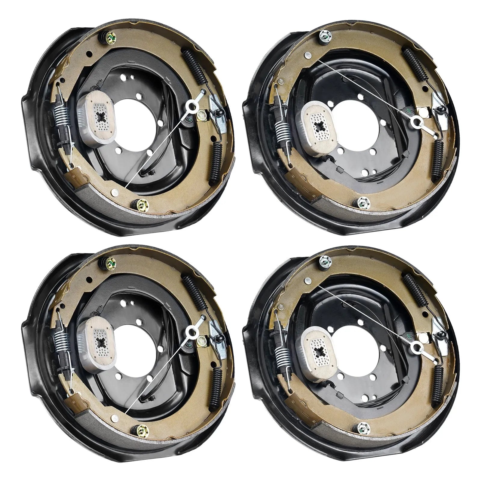 VEVOR Electric Trailer Brake Assembly, 12" x 2", 2 Pairs Self-Adjusting Electric Brakes Kit for 7000 lbs Axle, 5-Hole Mounting, Backing Plates for Braking System Part Replacement (2 Right + 2 Left)