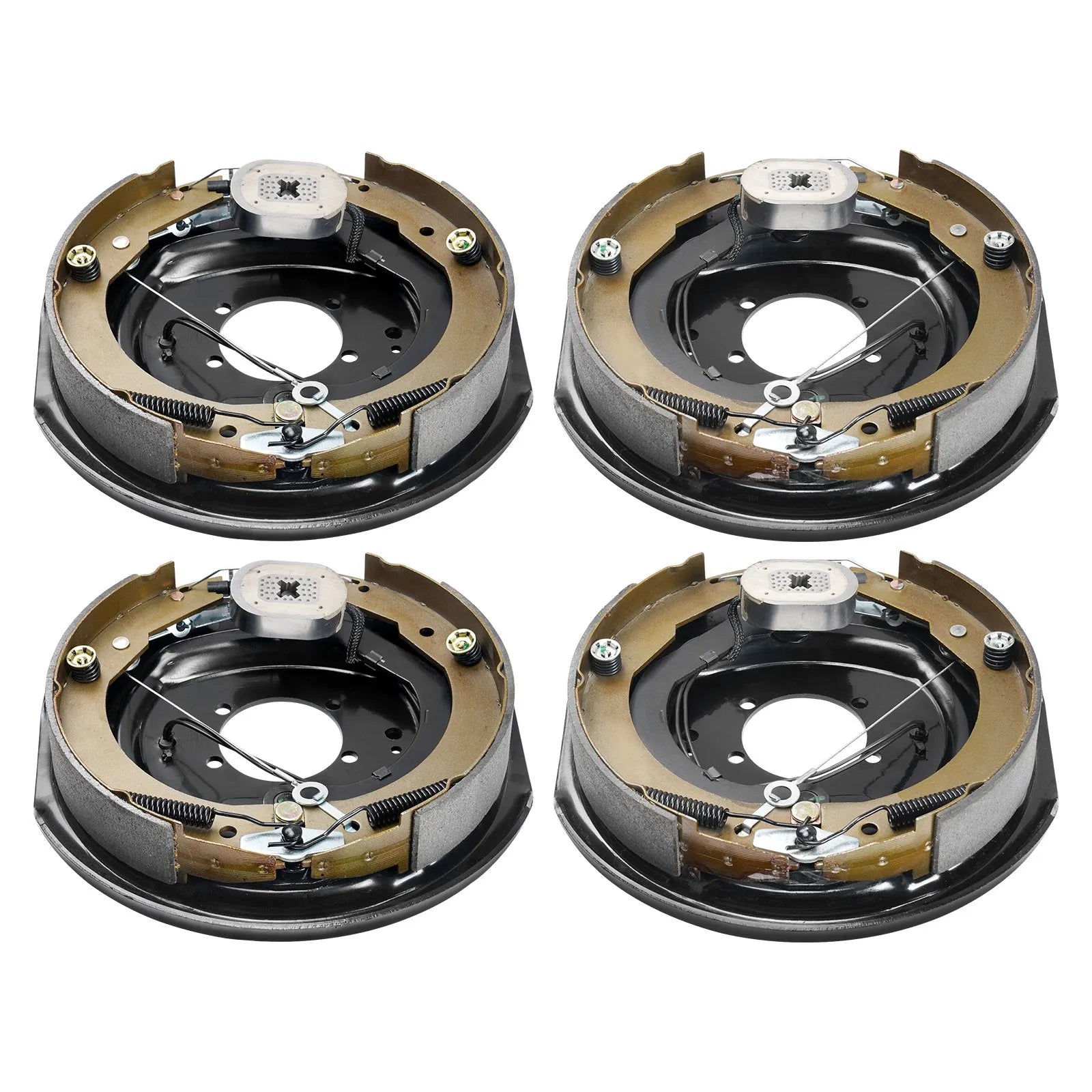 VEVOR Electric Trailer Brake Assembly, 12" x 2", 2 Pairs Self-Adjusting Electric Brakes Kit for 7000 lbs Axle, 5-Hole Mounting, Backing Plates for Braking System Part Replacement (2 Right + 2 Left)