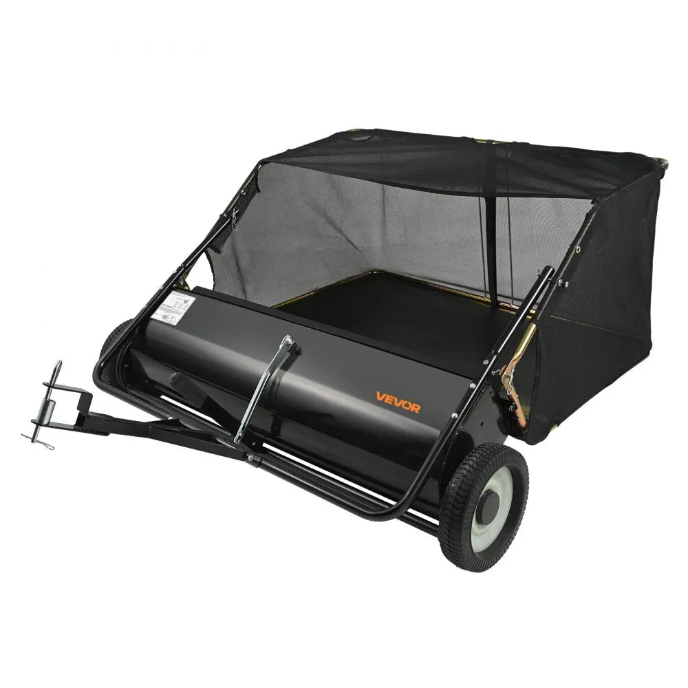 VEVOR 44" Tow Behind Lawn Sweeper, 25 cu.ft Large Capacity Leaf & Grass Collector with Adjustable Height