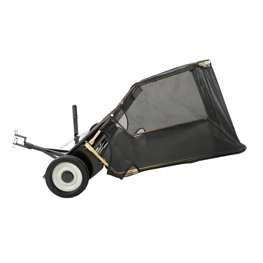 VEVOR 44" Tow Behind Lawn Sweeper, 25 cu.ft Large Capacity Leaf & Grass Collector with Adjustable Height