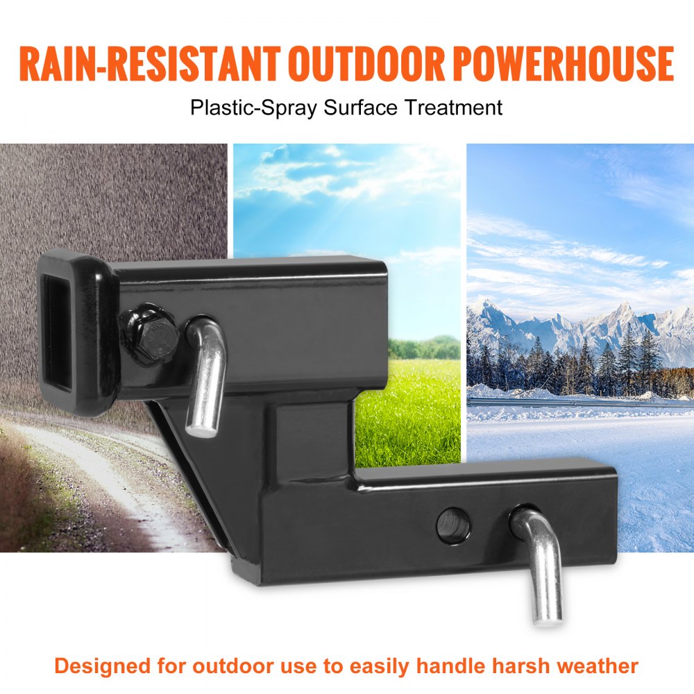 VEVOR Trailer Hitch Riser, for 2" Receiver with 4" Rise/Drop, Trailer Receiver Hitch Extender Extension Adapter, 5-1/4" and 6-3/4" Extension Length, 4000 lbs Towing Capacity, Hitch Pin Included, Black