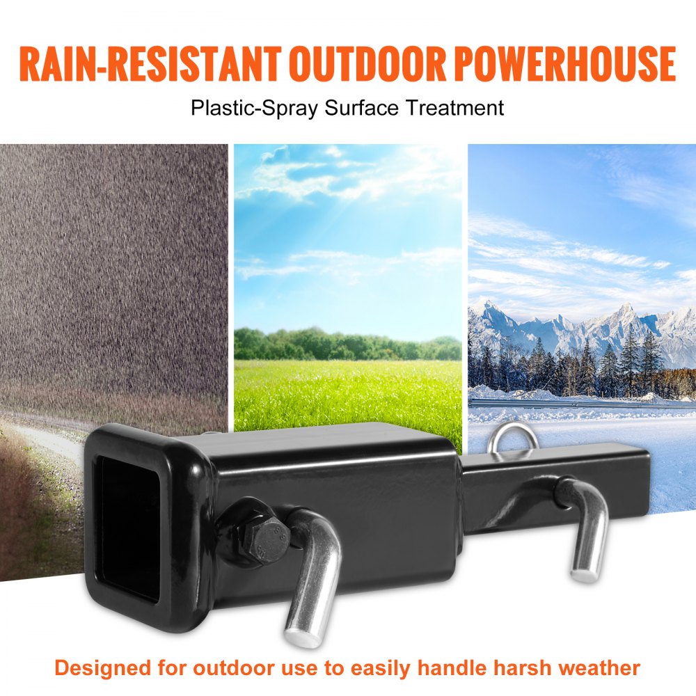 VEVOR Trailer Hitch Extender, 1-1/4" to 2" Receiver Hitch Adapter, Trailer Hitch Extension Tube Extender, 6" Extension Length, 4000 lbs Towing Capacity, Hitch Pins, Clips, Bolt and Nut Included, Black