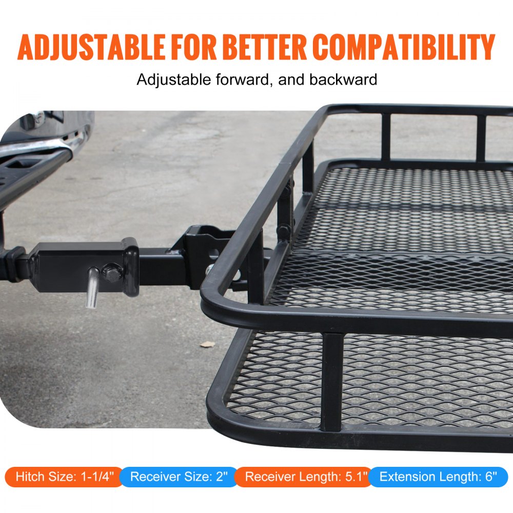 VEVOR Trailer Hitch Extender, 1-1/4" to 2" Receiver Hitch Adapter, Trailer Hitch Extension Tube Extender, 6" Extension Length, 4000 lbs Towing Capacity, Hitch Pins, Clips, Bolt and Nut Included, Black