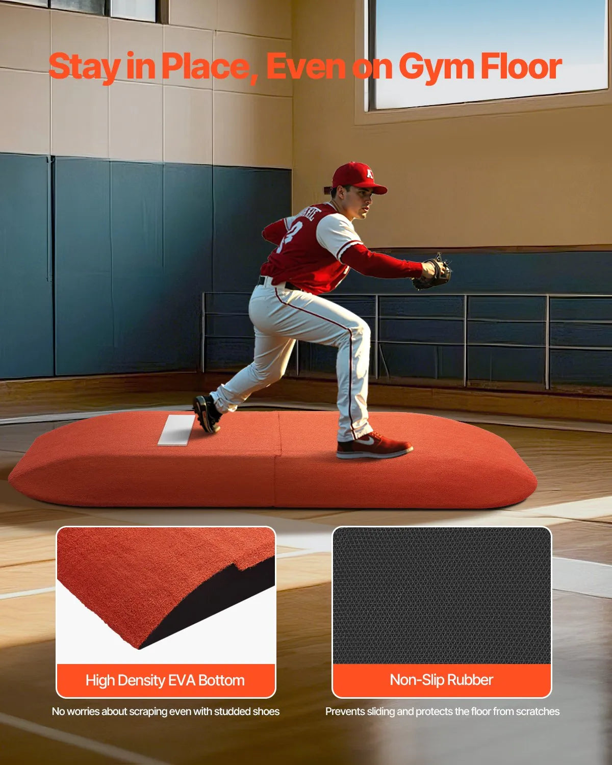VEVOR Pitching Mound, Portable Baseball Game Mound, 107 in Indoor Outdoor Pitching Practice and Training Equipment, Softball Pitching Aids with Antifade Turf and Pitching Rubber
