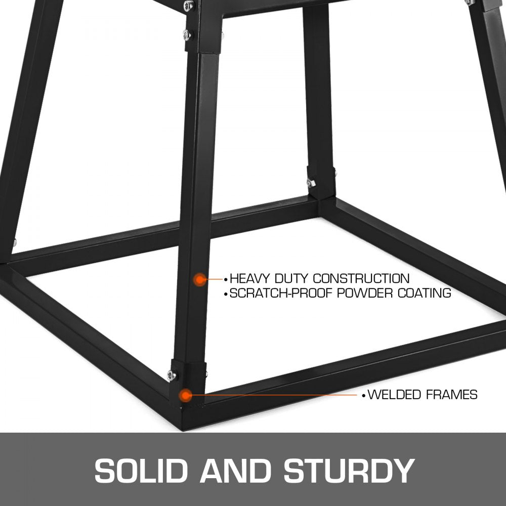 Set of 3 Fitness Black Plyometric Platform Boxes- 12'', 18'', 24''