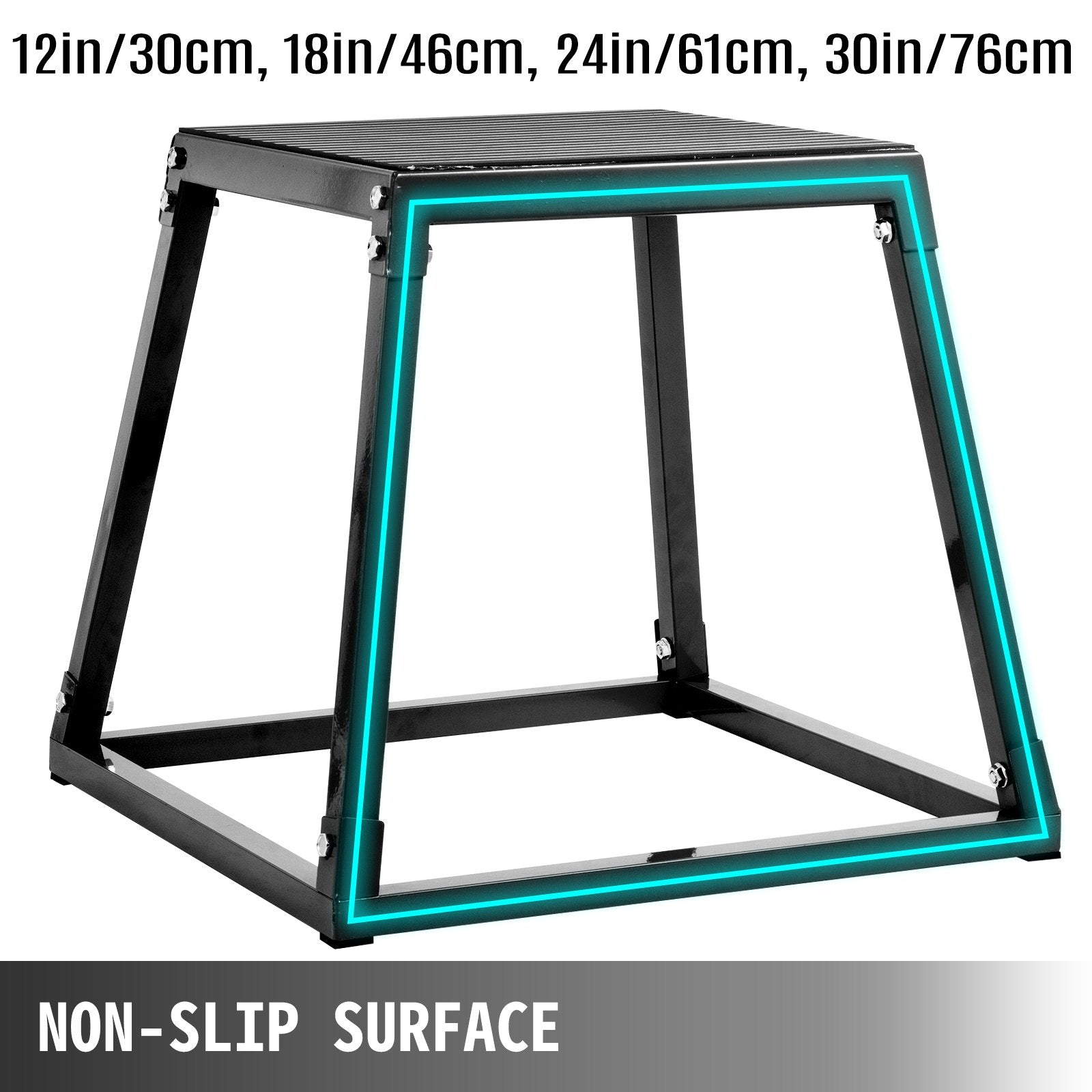 VEVOR Plyometric Platforms 4 PCS Set (12", 18", 24", 30"), Plyometric Jump Box Plyometric Training Jump Squat Box Fitness Box Set for Jump Exercise Fit Training Black