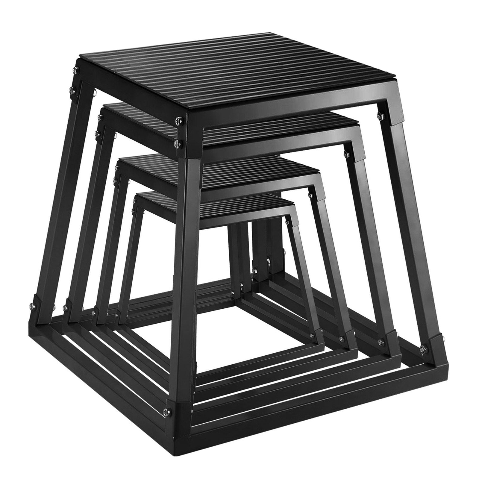 VEVOR Plyometric Platforms 4 PCS Set (12", 18", 24", 30"), Plyometric Jump Box Plyometric Training Jump Squat Box Fitness Box Set for Jump Exercise Fit Training Black