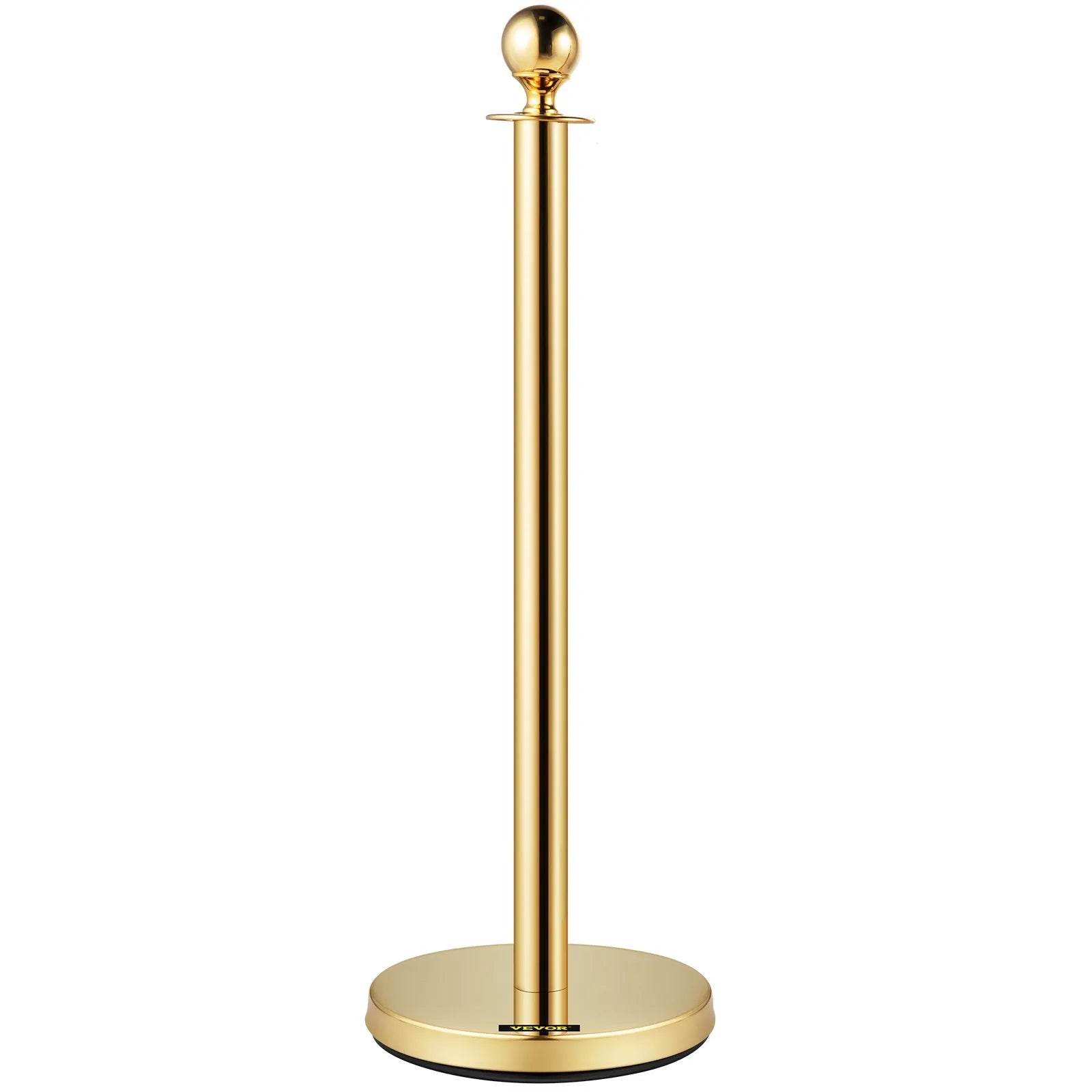 VEVOR Velvet Ropes and Posts, 5 ft/1.5 m Red Rope, Stainless Steel Gold Stanchion with Ball Top, Red Crowd Control Barrier Used for Theaters, Party, Wedding, Exhibition, Ticket Offices 4 packSets
