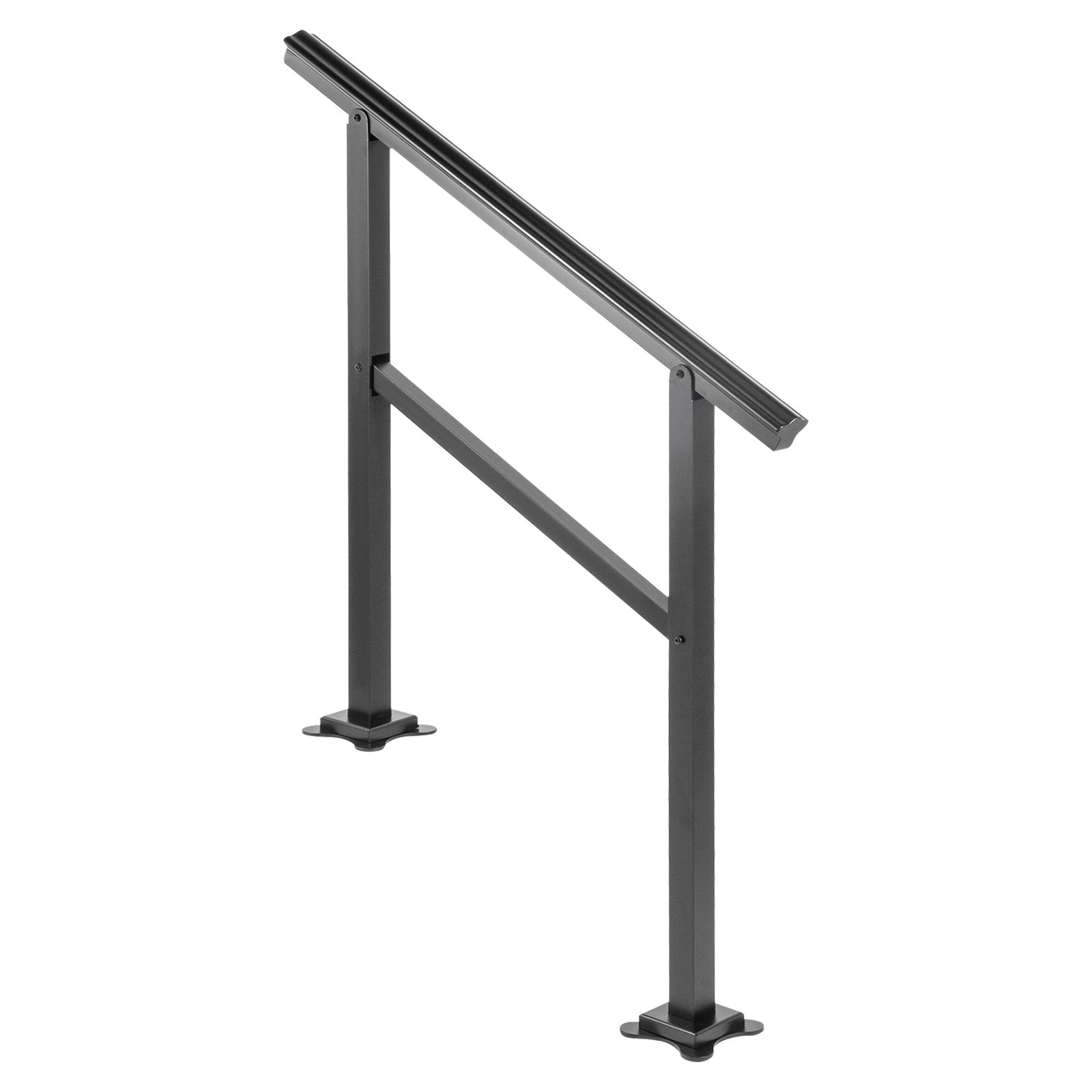 VEVOR Outdoor Handrail 165LBS Load Handrail Outdoor Stairs Aluminum Stair Handrail 36 x 35" Outdoor Stair Railing Transitional Range from 0 to 50° Staircase Handrail Fits 2-3 Steps with Screw Kit