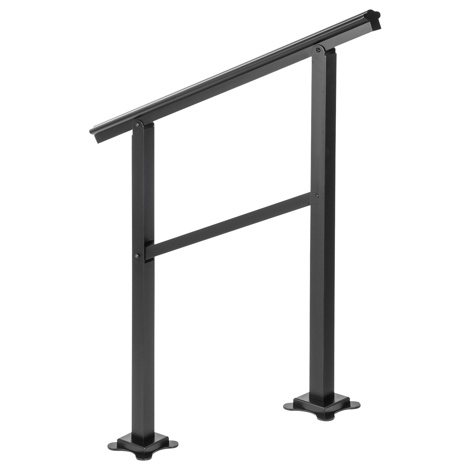 VEVOR Outdoor Handrail 165LBS Load Handrail Outdoor Stairs Aluminum Stair Handrail 36 x 35" Outdoor Stair Railing Transitional Range from 0 to 50° Staircase Handrail Fits 2-3 Steps with Screw Kit