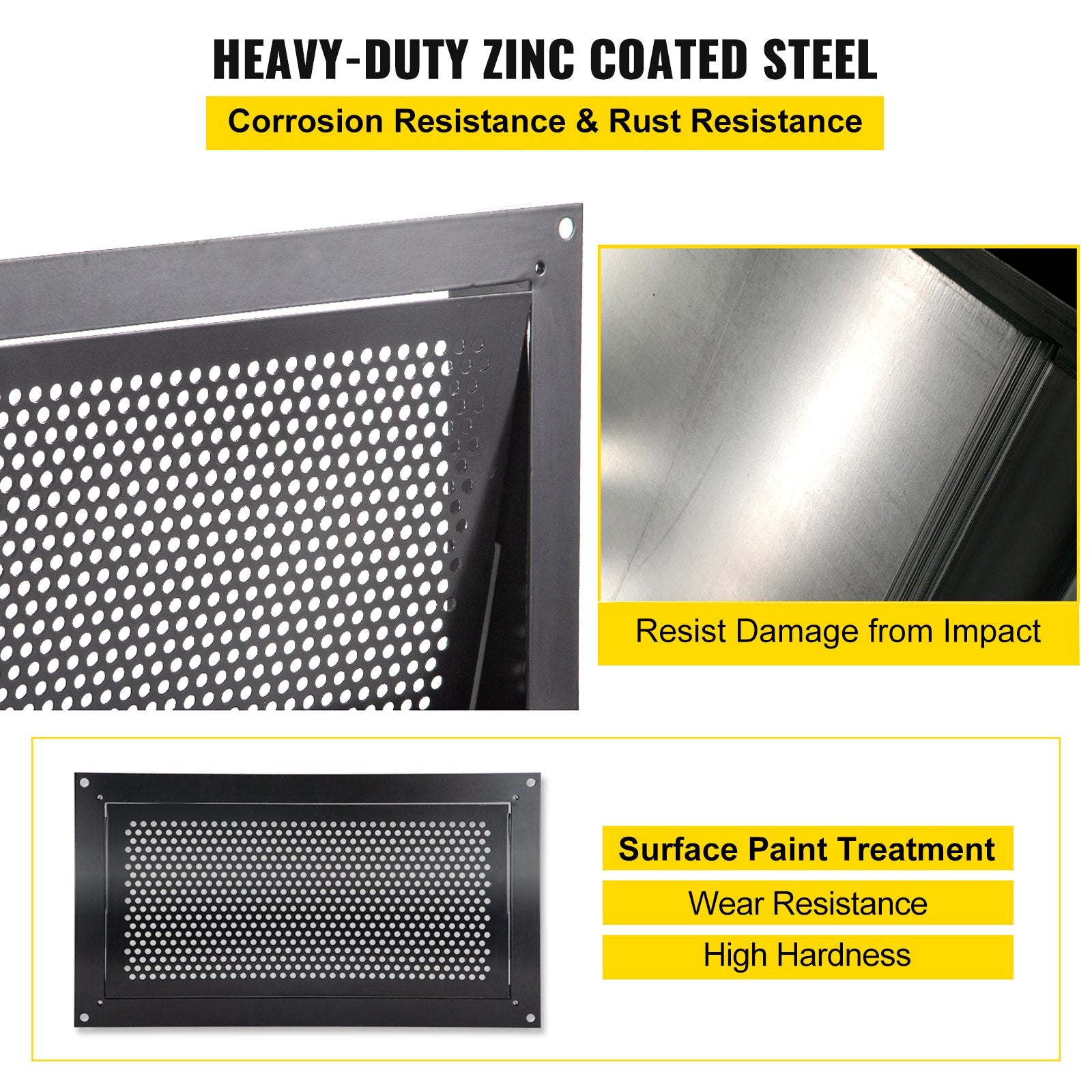 VEVOR Flood Vent, 8" x 16" x 2" Depth Foundation Flood Vent, to Reduce Foundation Damage and Flood Risk, Black, Wall Mounted, for Crawl Spaces,Garages & Full Height Enclosures